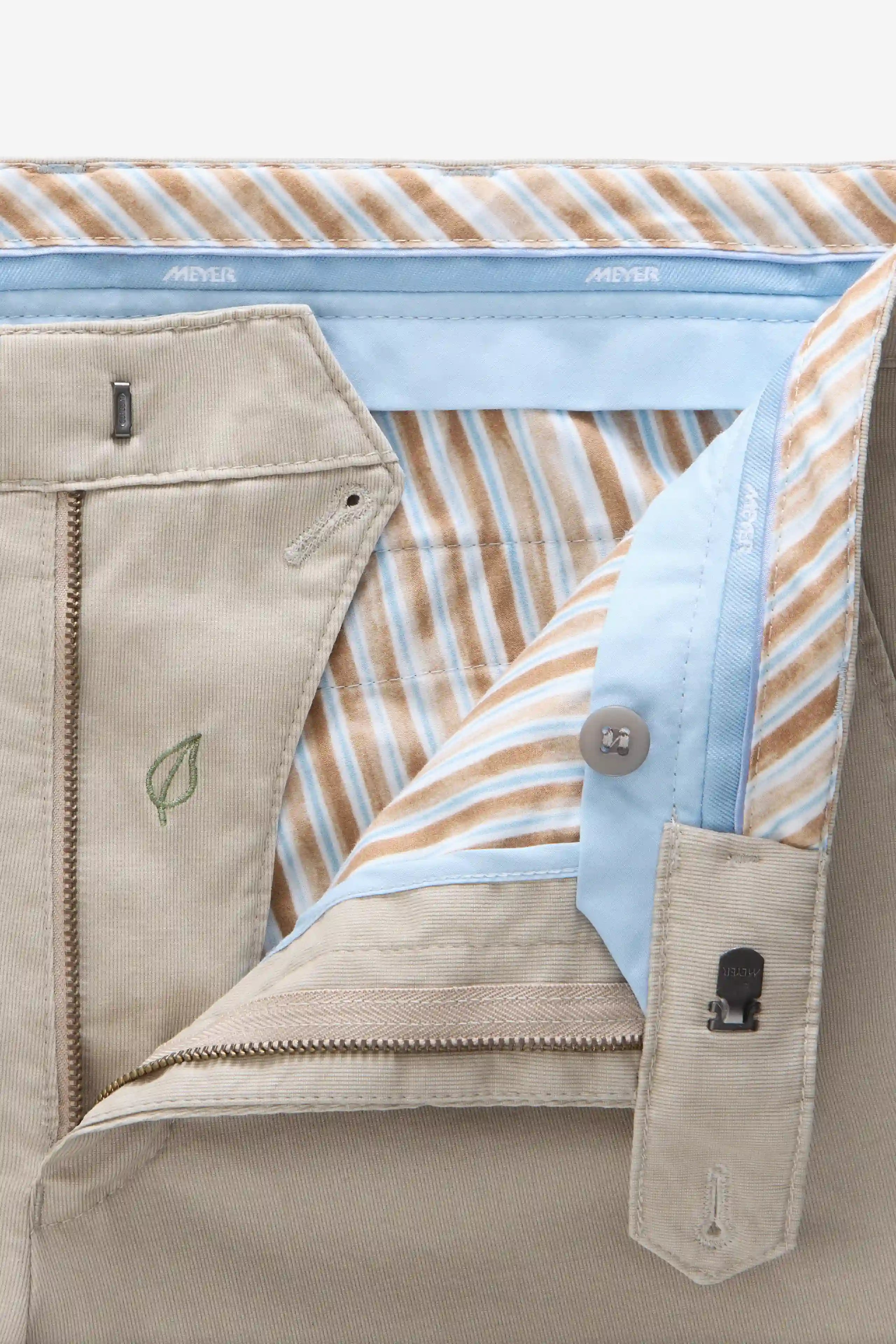 Meyer Roma Stretch Fine Texture Chino Trousers - Beige