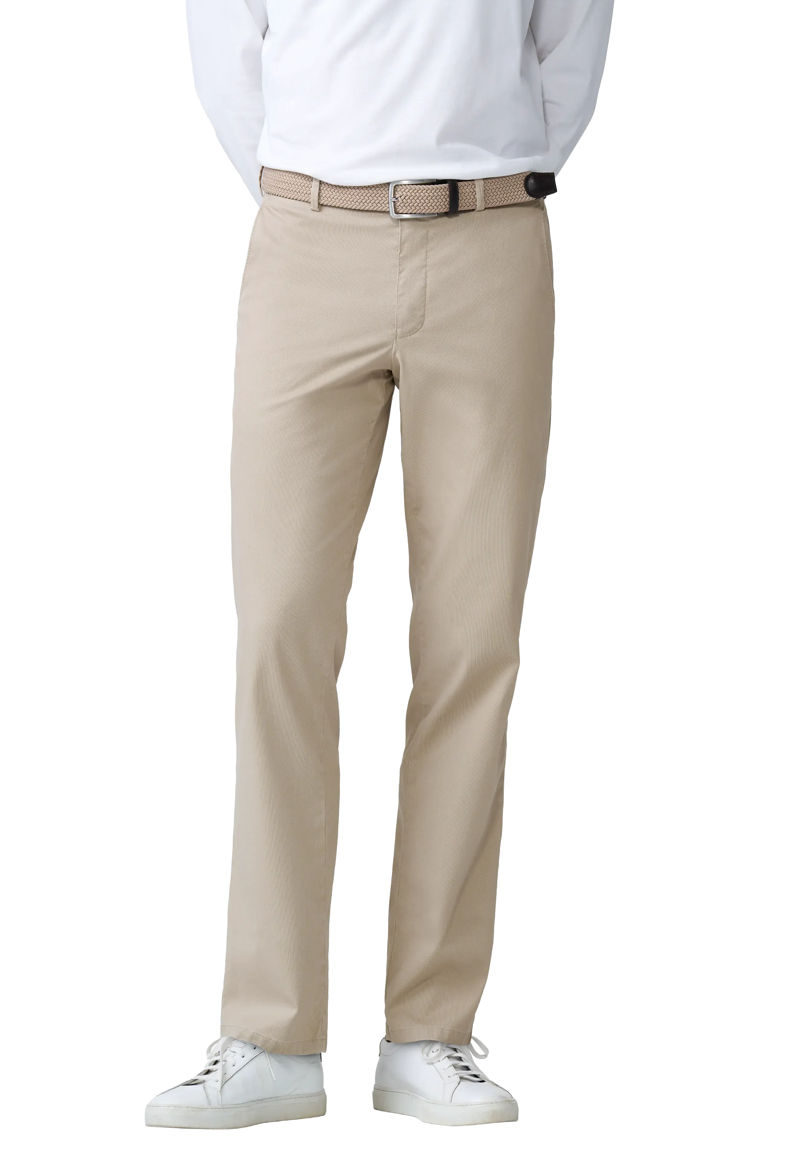 Meyer Roma Stretch Fine Texture Chino Trousers - Beige