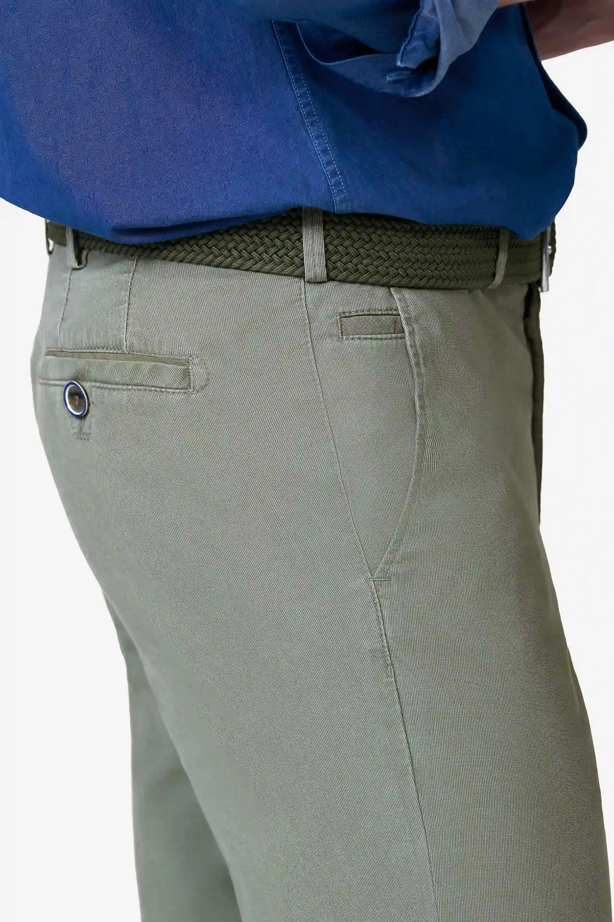 Meyer Roma Stretch Fine Texture Chino Trousers - Fern Green