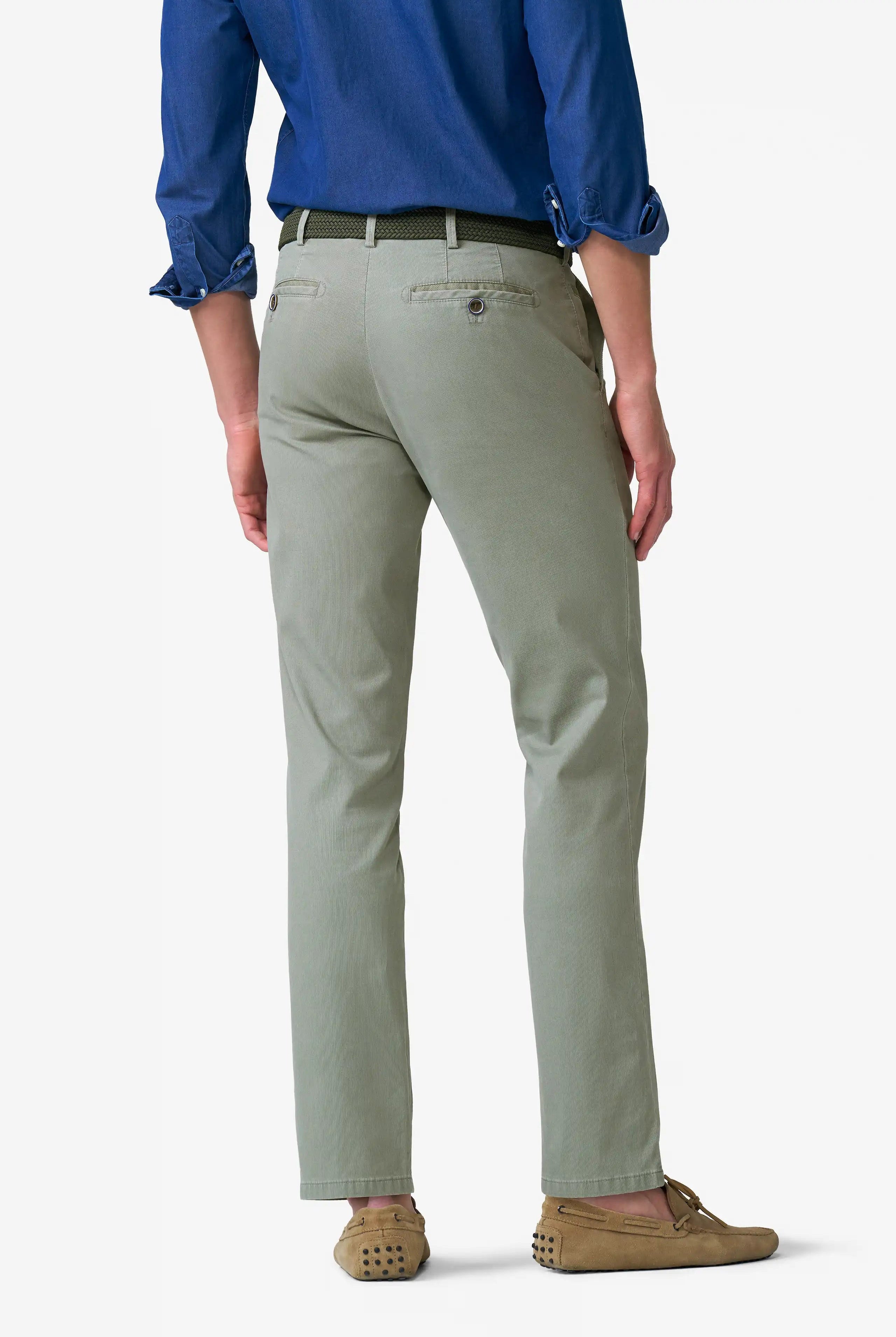 Meyer Roma Stretch Fine Texture Chino Trousers - Fern Green