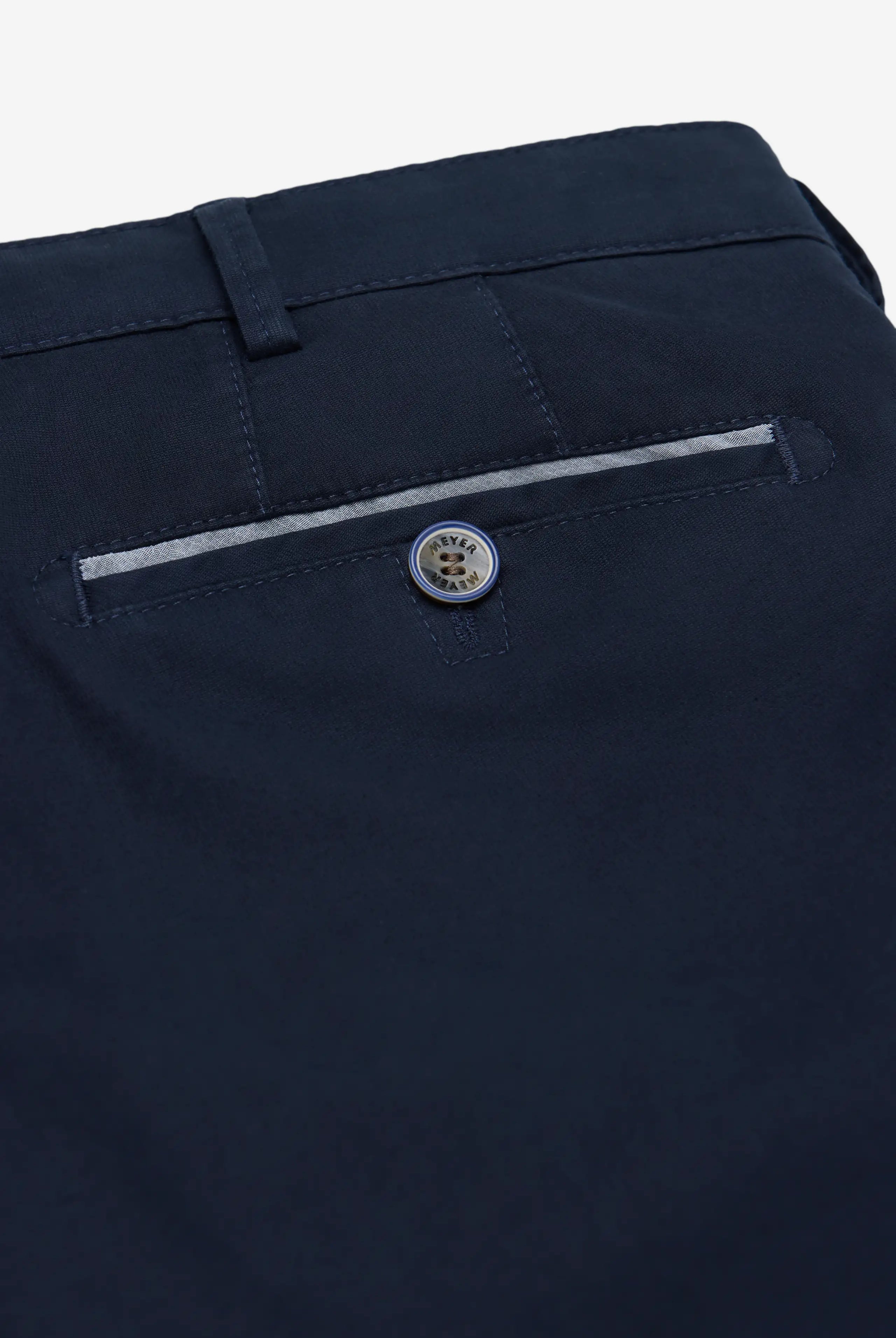 Meyer Roma Stretch Fine Texture Chino Trousers - Navy
