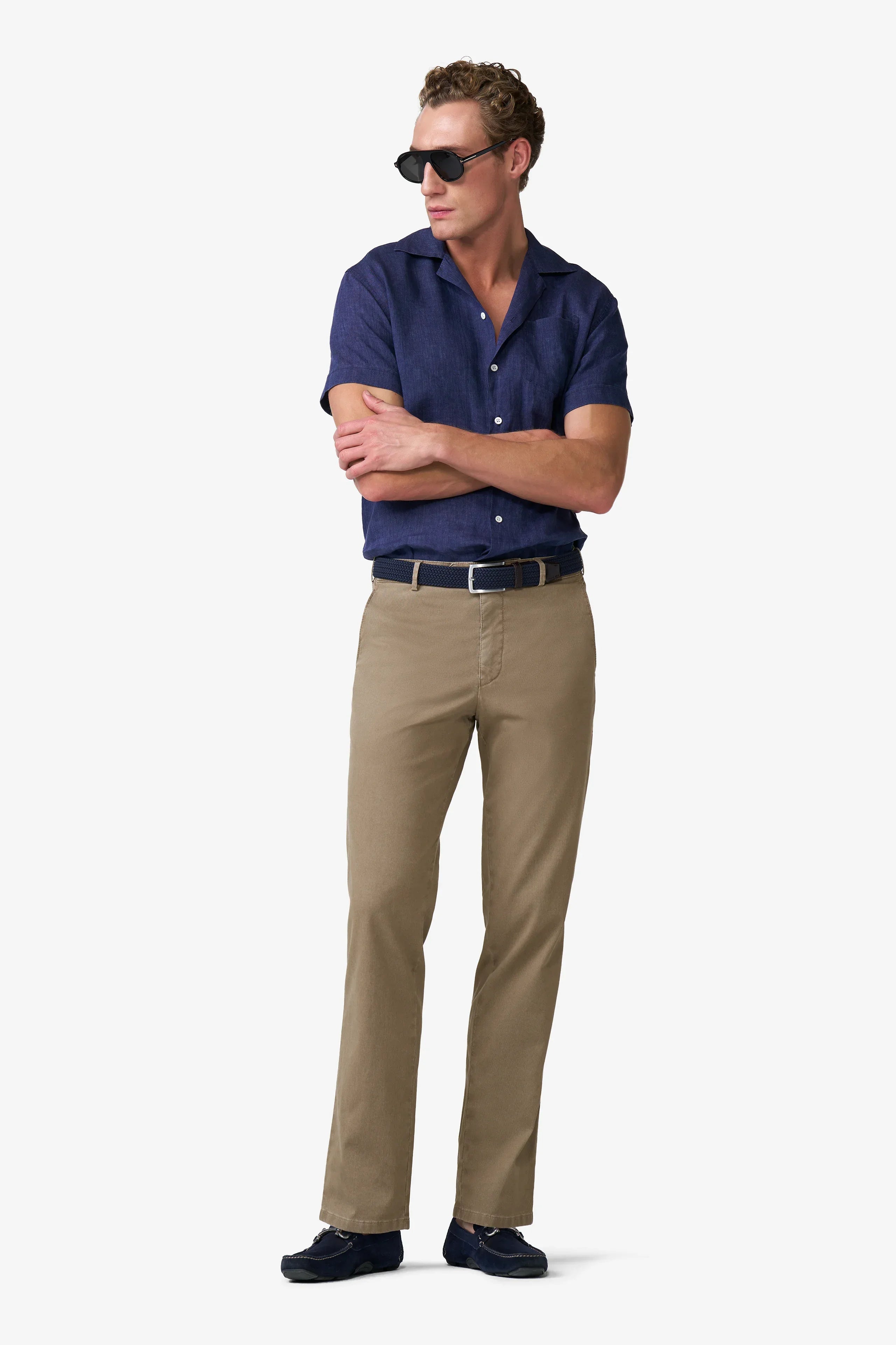 Meyer Roma Stretch Fine Texture Chino Trousers - Taupe