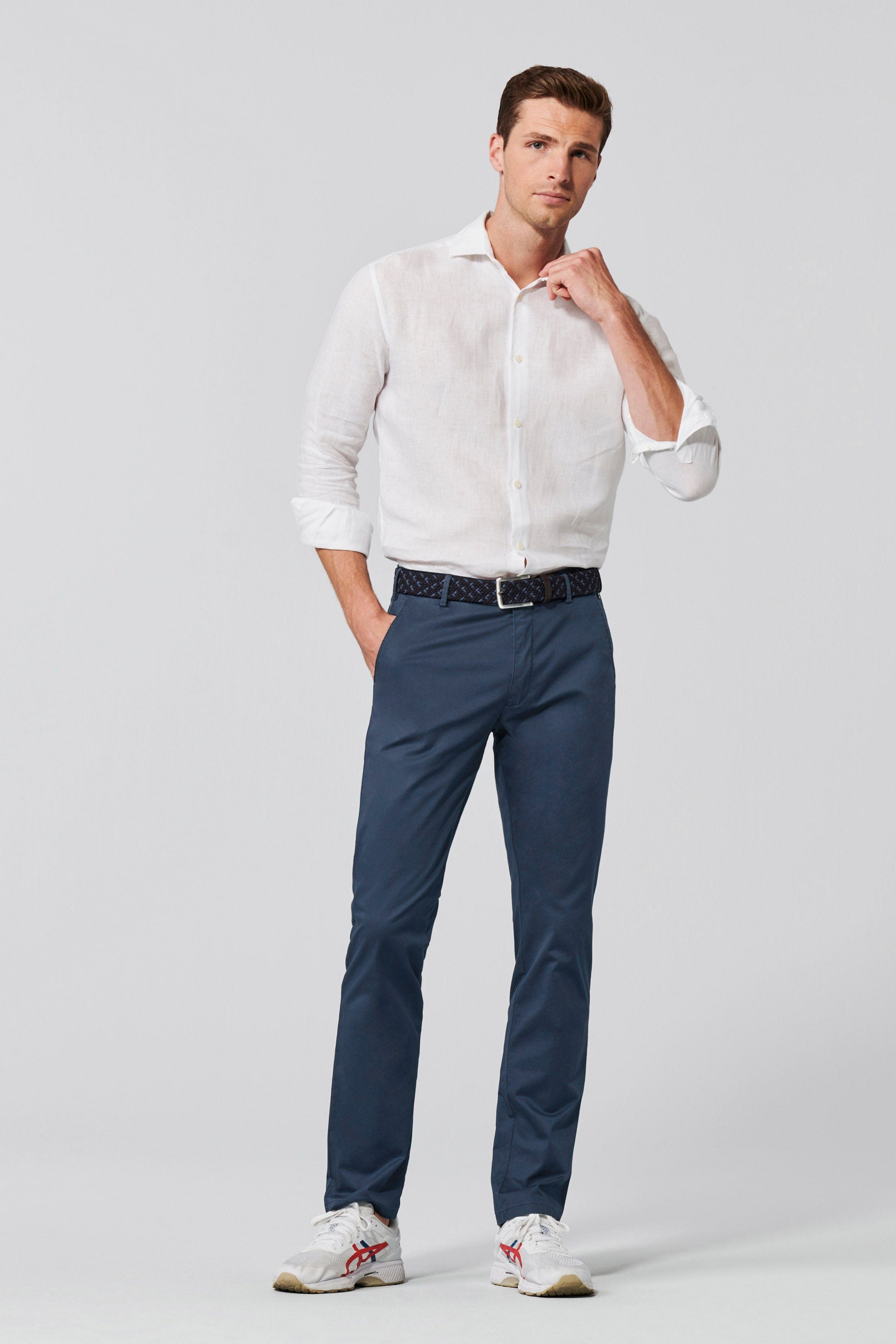 Meyer Roma Super Soft Cotton Chino Trousers - Blue