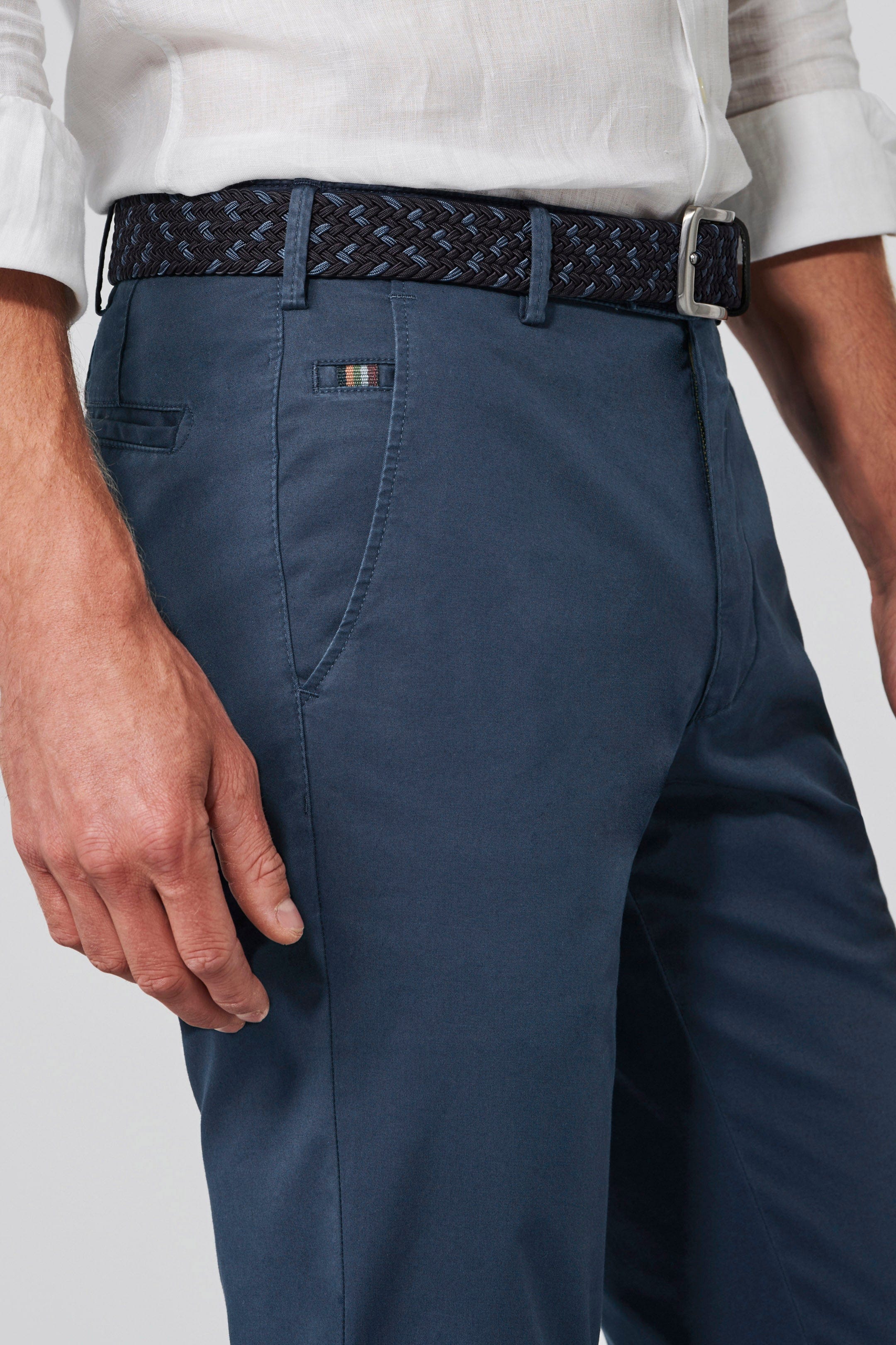 Meyer Roma Super Soft Cotton Chino Trousers - Blue