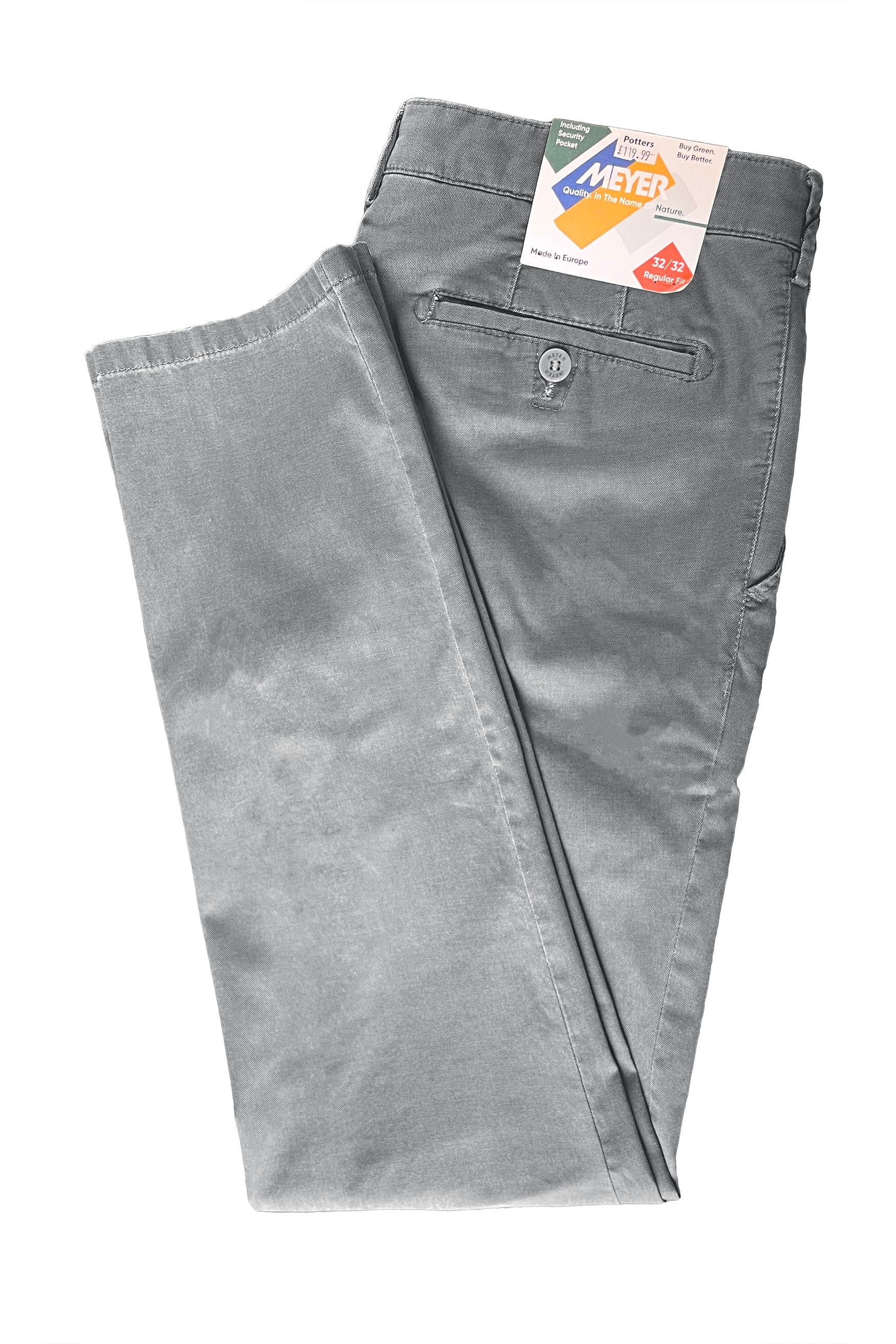 Meyer Roma Two-Tone Cotton Stretch Chinos - Grey