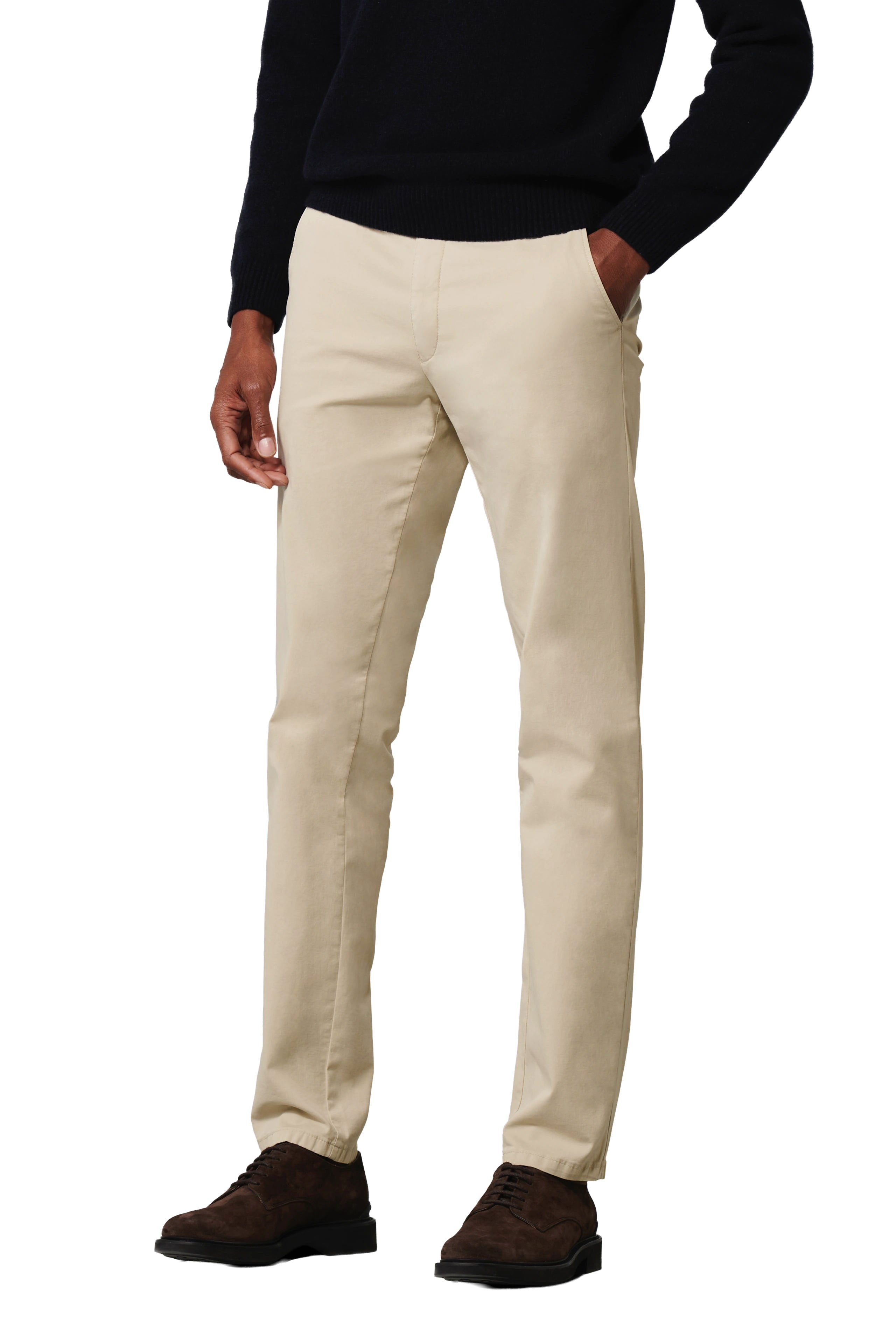 Meyer Silverstone Cotton Stretch Twill Chino Trousers - Alabaster