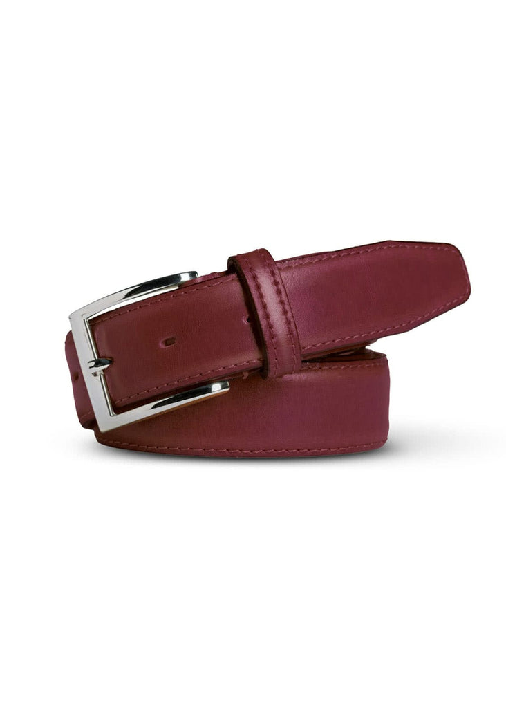 Meyer Stretch Leather Belt - Bordeaux