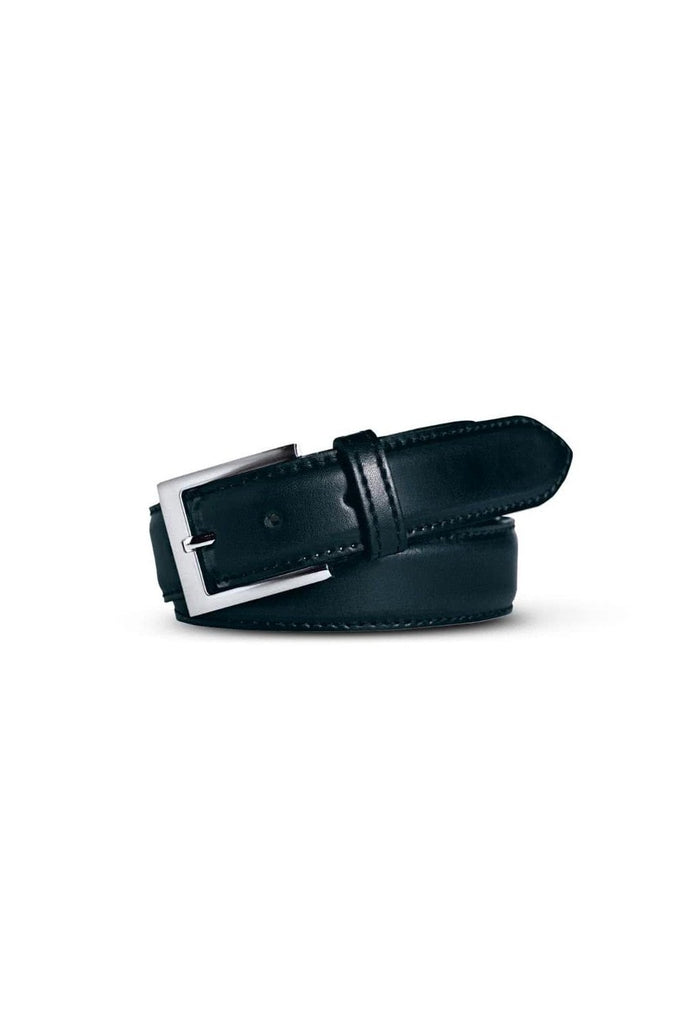 Meyer Stretch Leather Belt - Navy