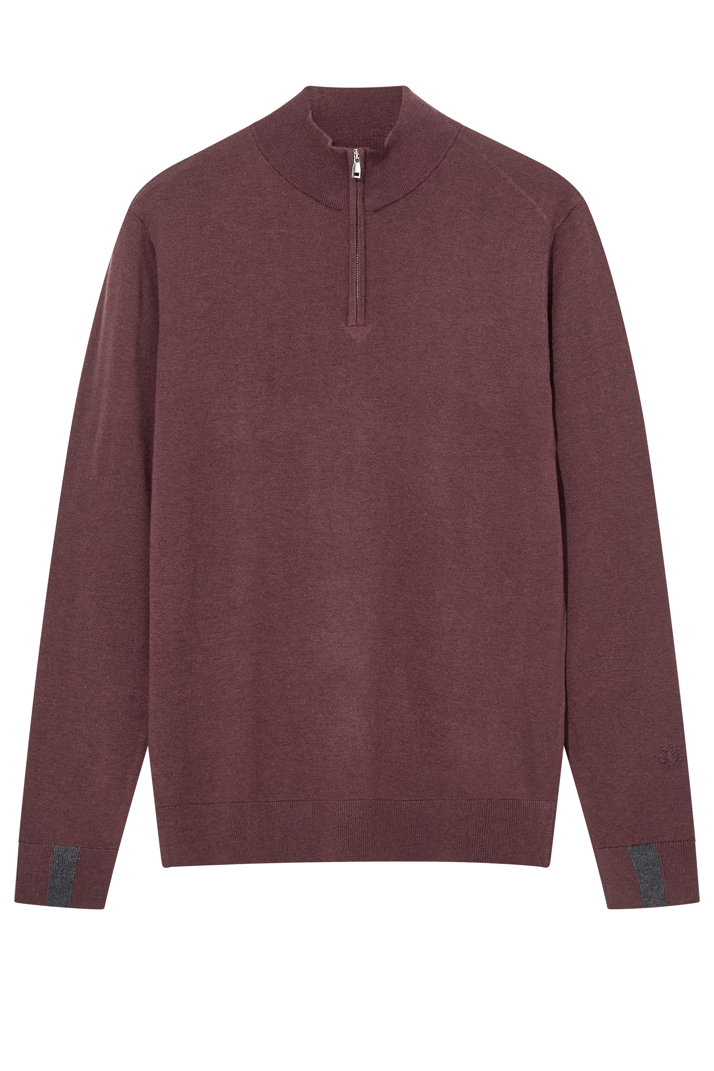 Mos Mosh Adam Wool Blend Quarter Zip Knit - Huckleberry