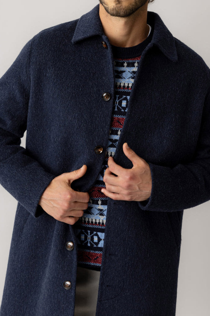 Mos Mosh Barkley Wool Coat - Salute Navy