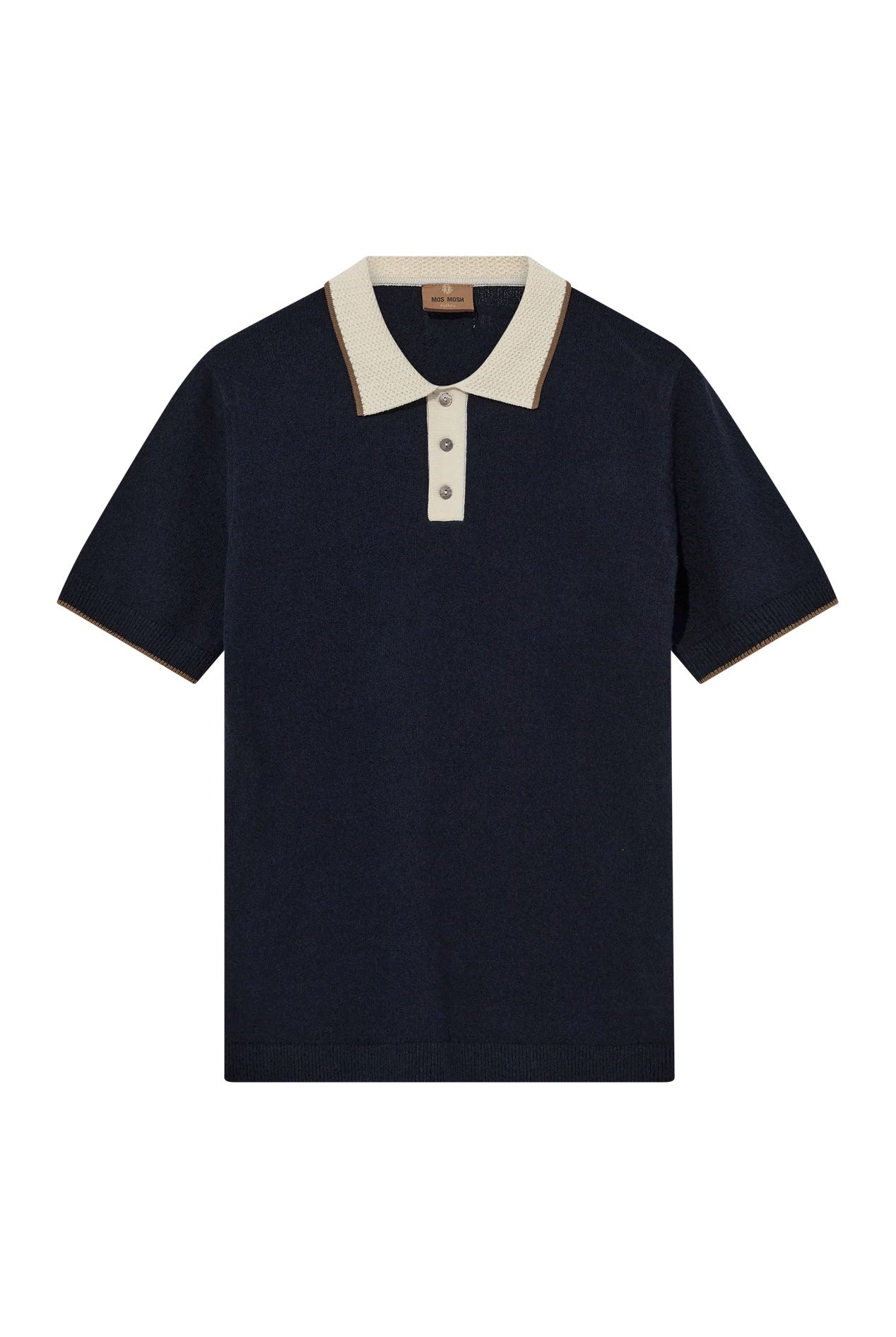 Mos Mosh Francesco Linen Blend Knit Polo - Estate Blue