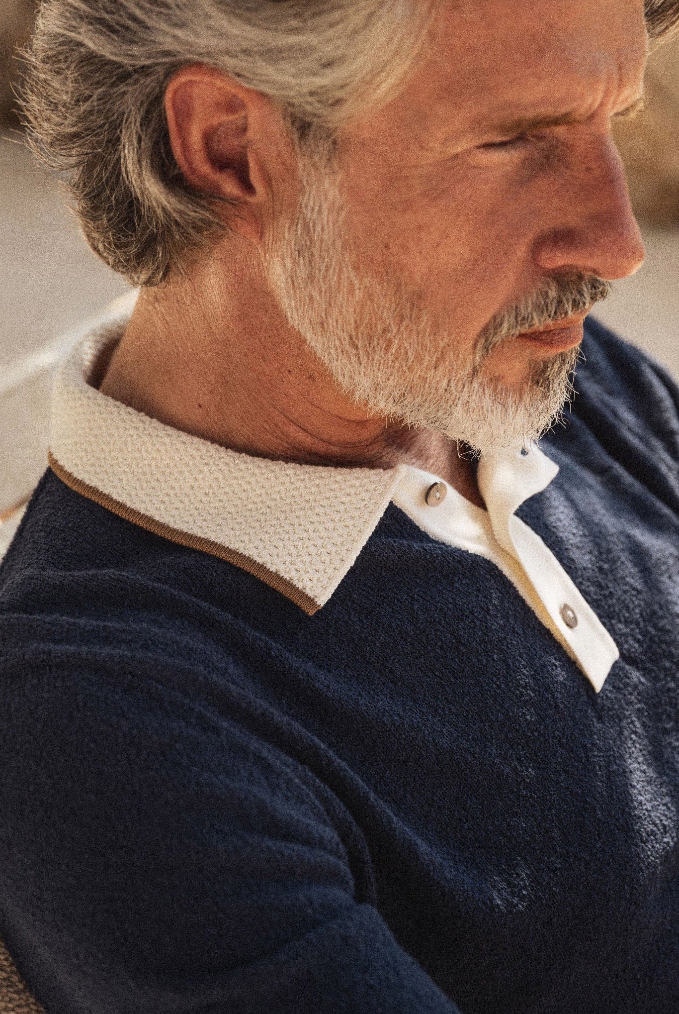 Mos Mosh Francesco Linen Blend Knit Polo - Estate Blue