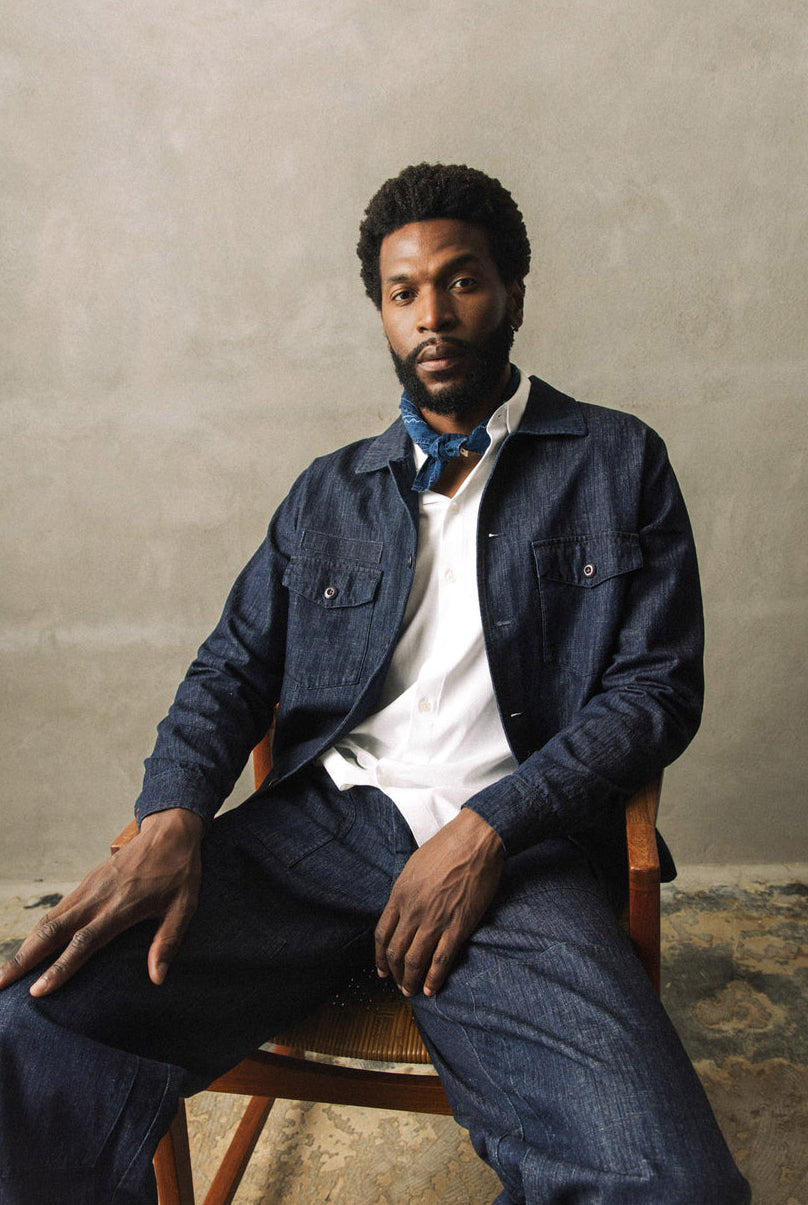 Mos Mosh Marcello Chambray Overshirt - Indigo Blue
