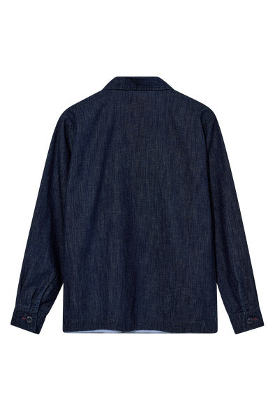 Mos Mosh Marcello Chambray Overshirt - Indigo Blue
