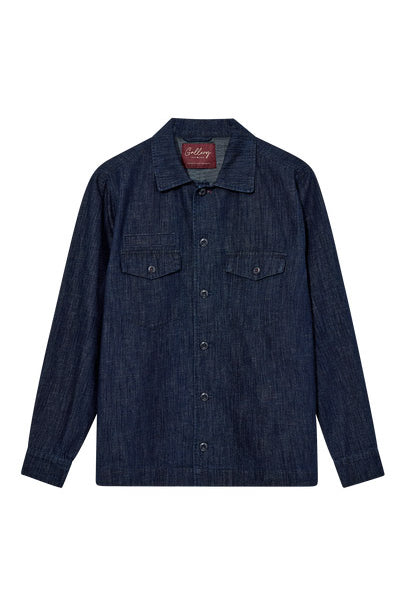 Mos Mosh Marcello Chambray Overshirt - Indigo Blue