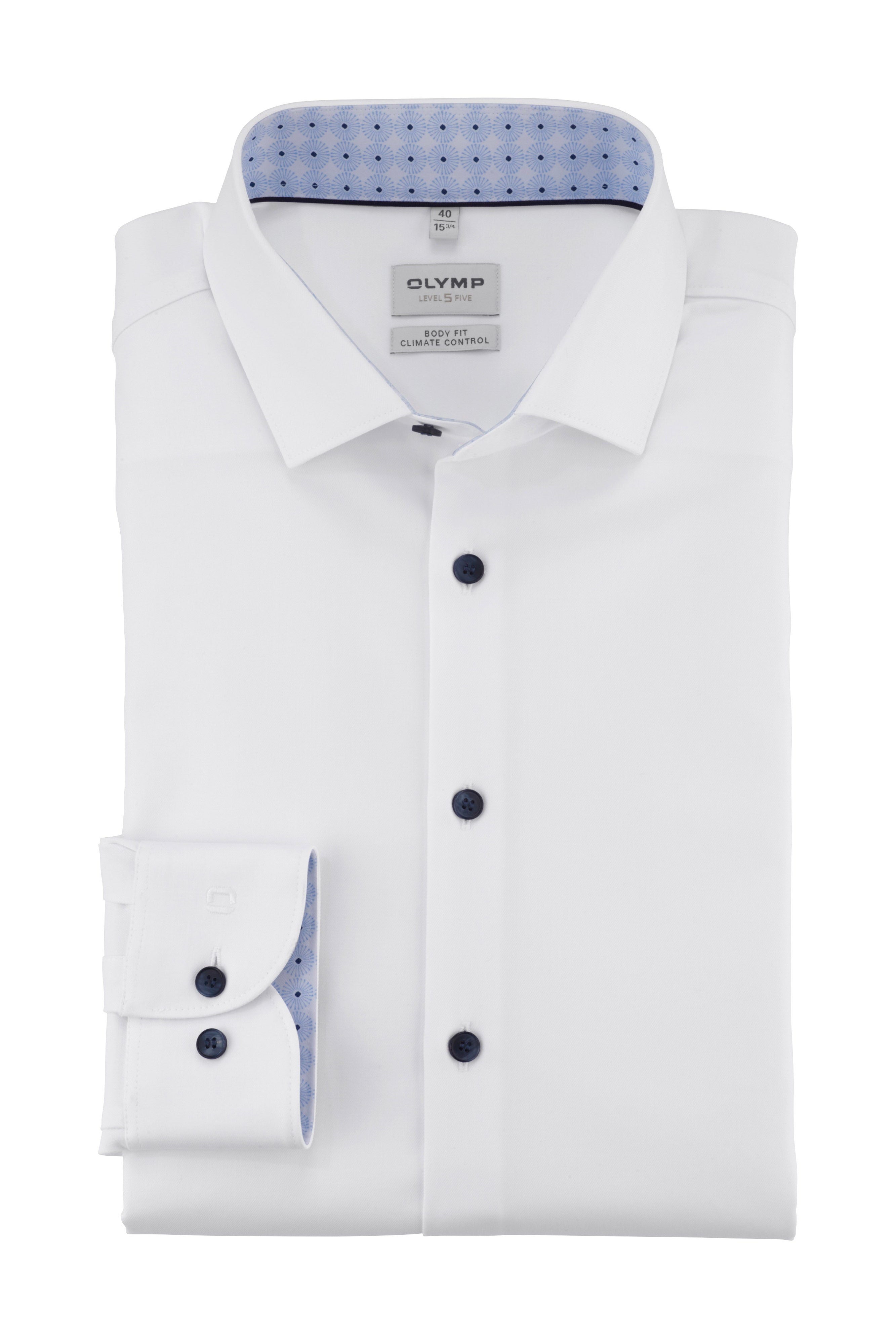 Olymp Level 5 24/7 Dynamic Flex Jersey Shirt with Trim - White