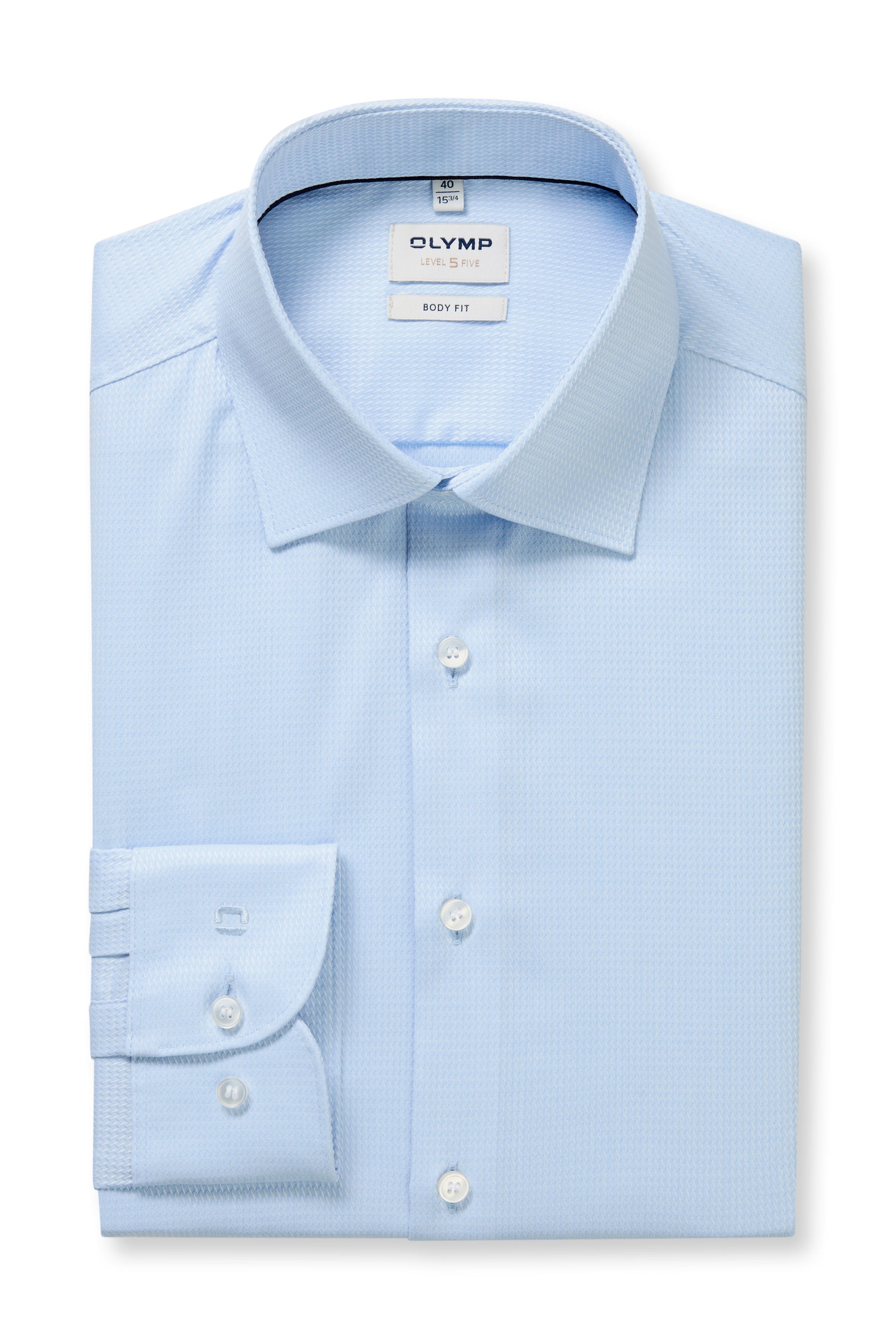 Olymp Level 5 Body Fit Cotton Stretch Shirt - Light Blue