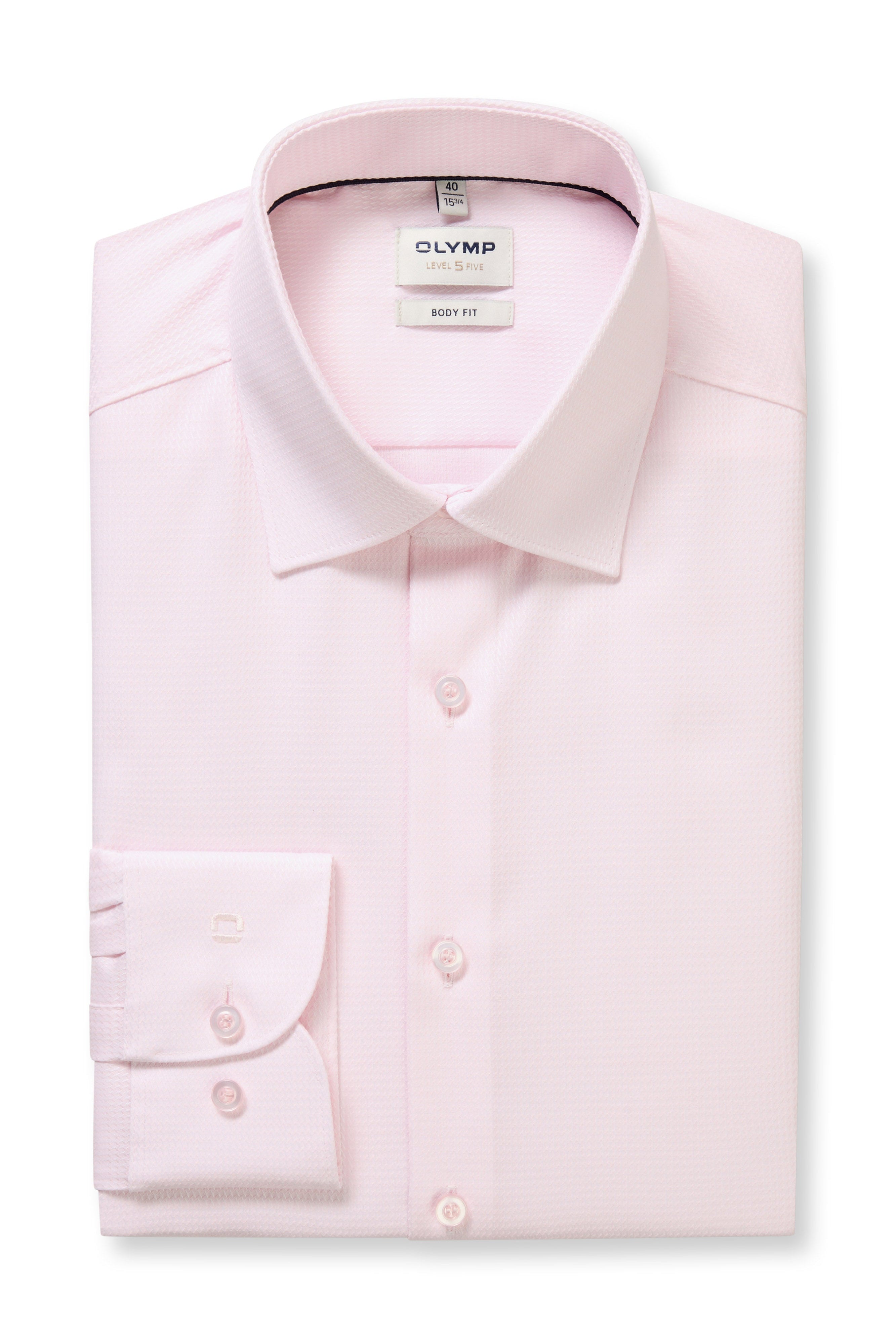 Olymp Level 5 Body Fit Cotton Stretch Shirt - Pink