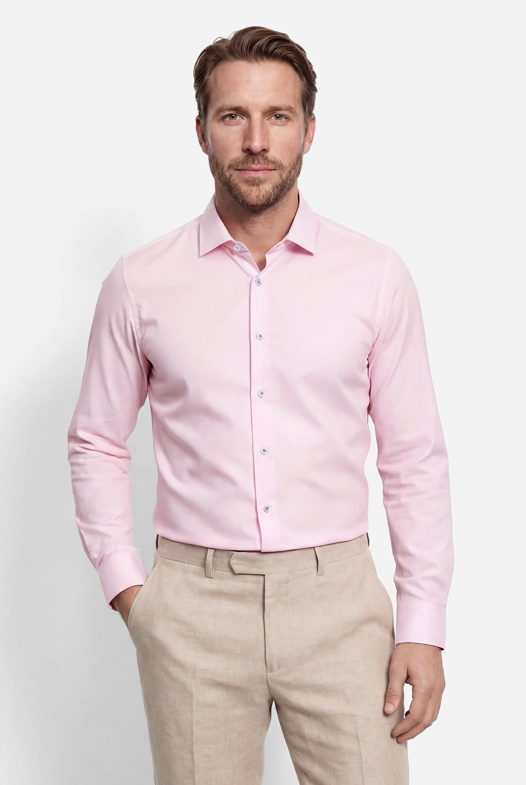 Olymp Level 5 Body Fit Natural Stretch Shirt - Pink
