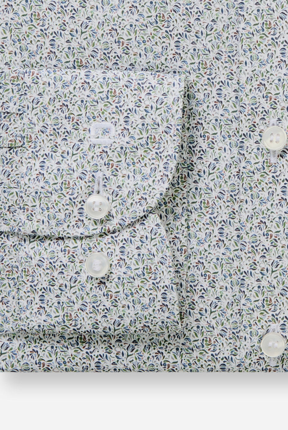 Olymp Level 5 Body Fit Neat Floral Shirt - Green/Blue