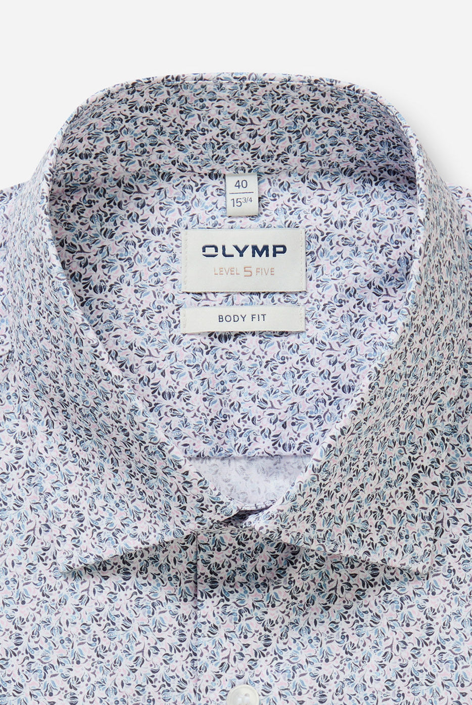 Olymp Level 5 Body Fit Neat Floral Shirt - Pink/Blue