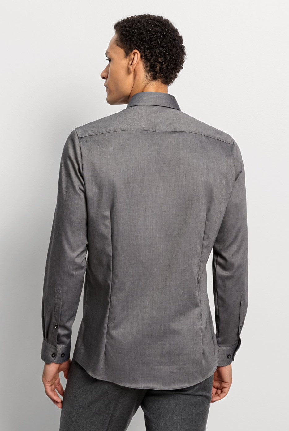 Olymp Level 5 Body Fit Plain Long Sleeve Shirt - Grey
