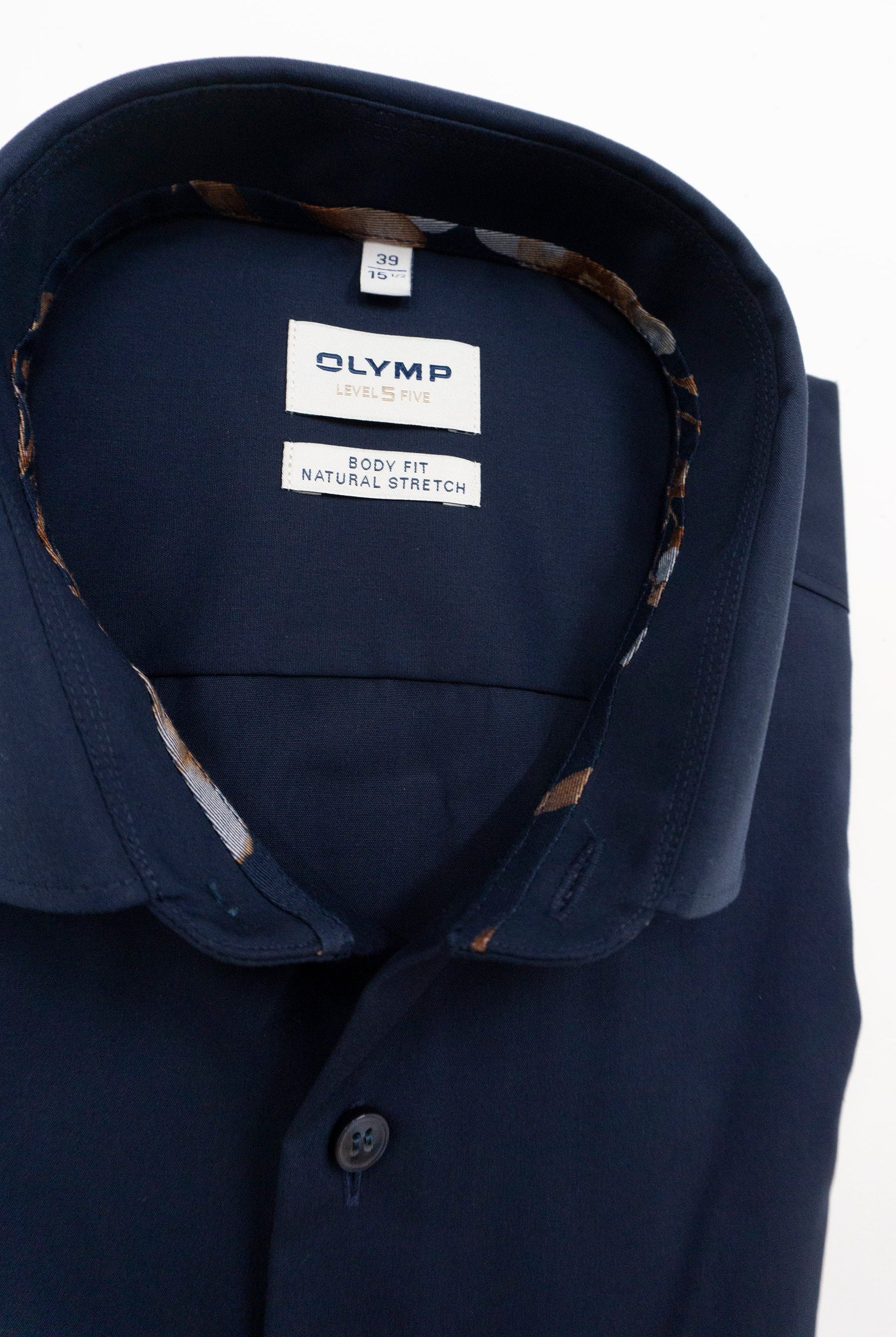 Olymp Level 5 Body Fit Plain Long Sleeve Shirt - Navy