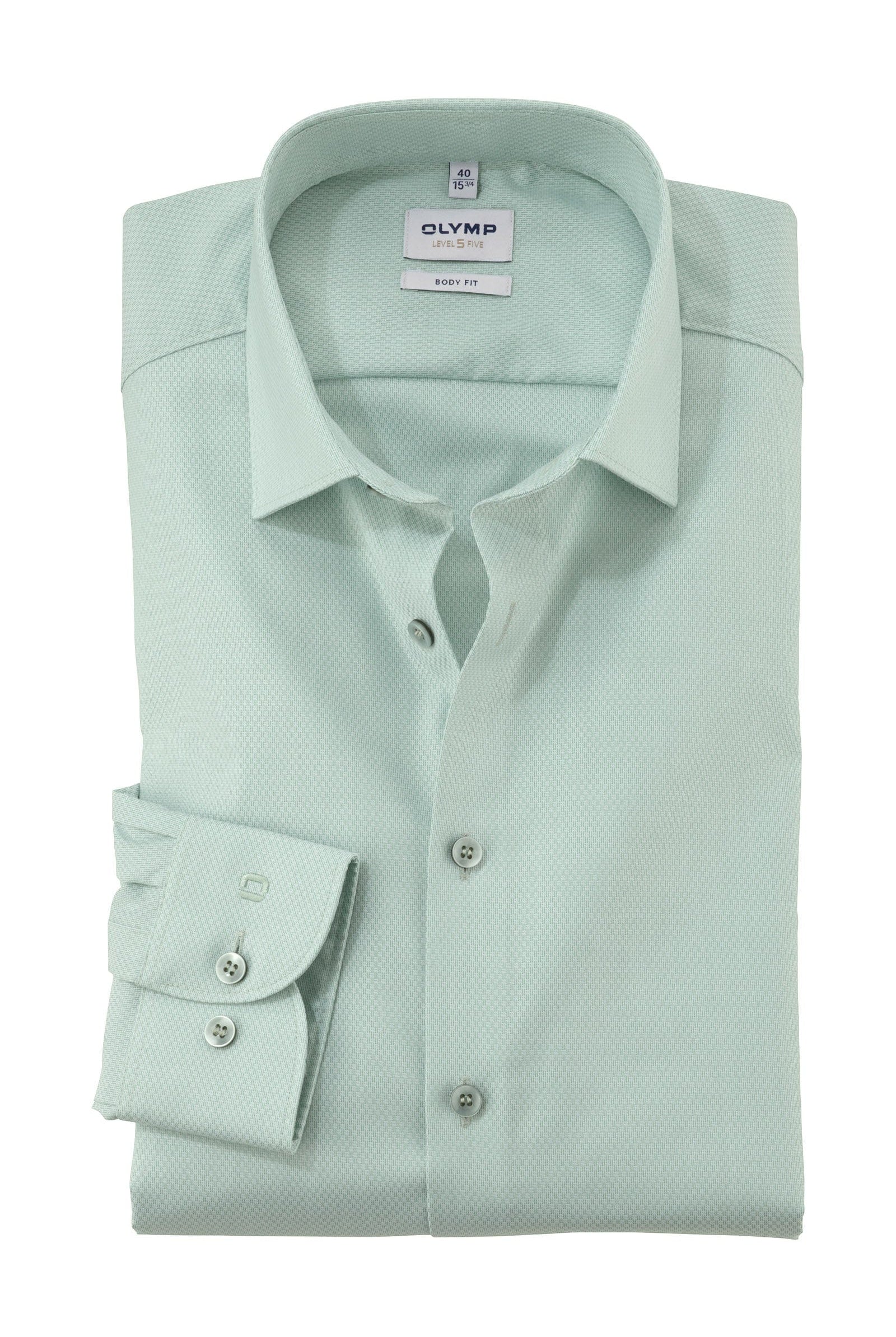Olymp Level 5 Body Fit Plain Shirt - Mint Green