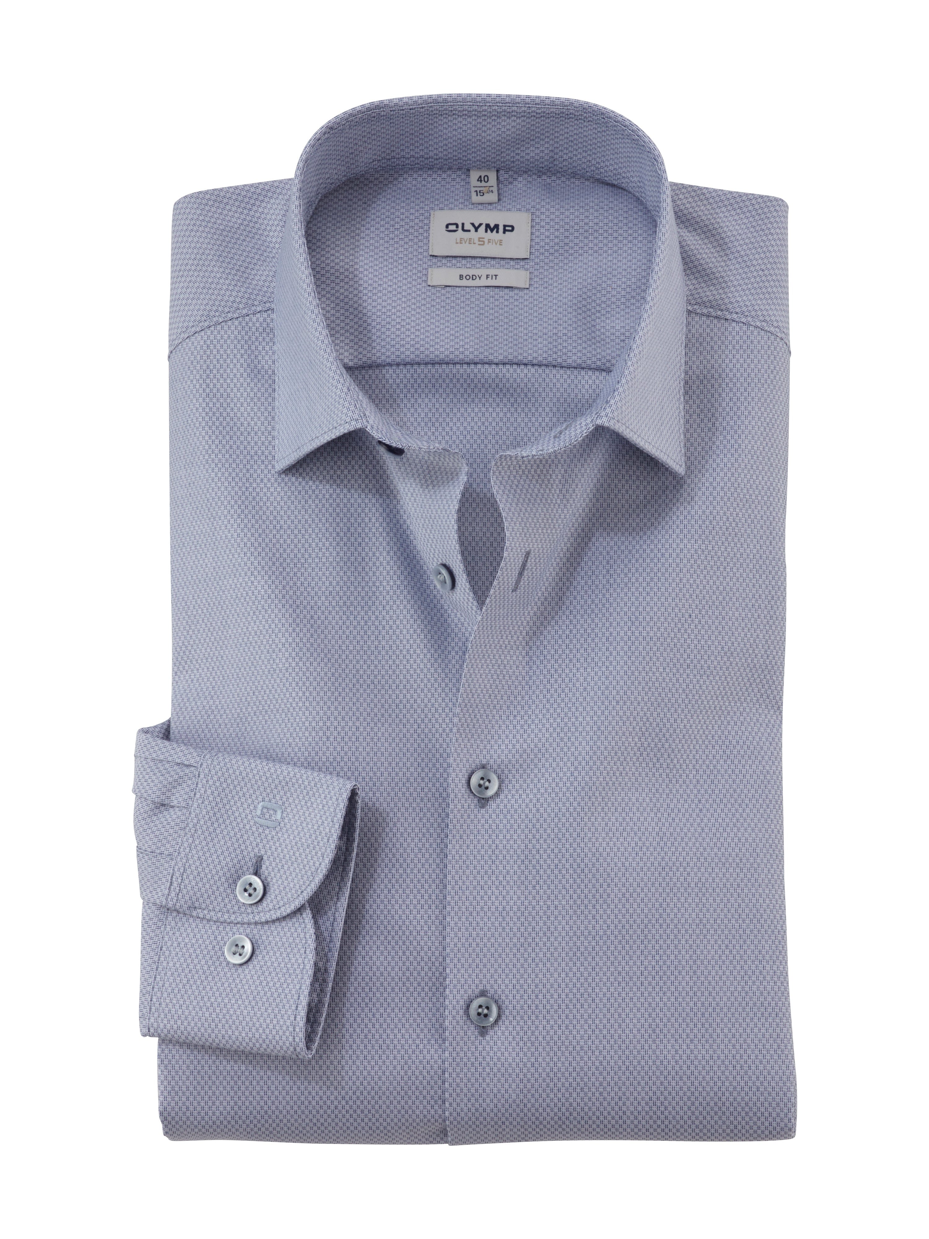 Olymp Level 5 Body Fit Plain Shirt - Pale Blue