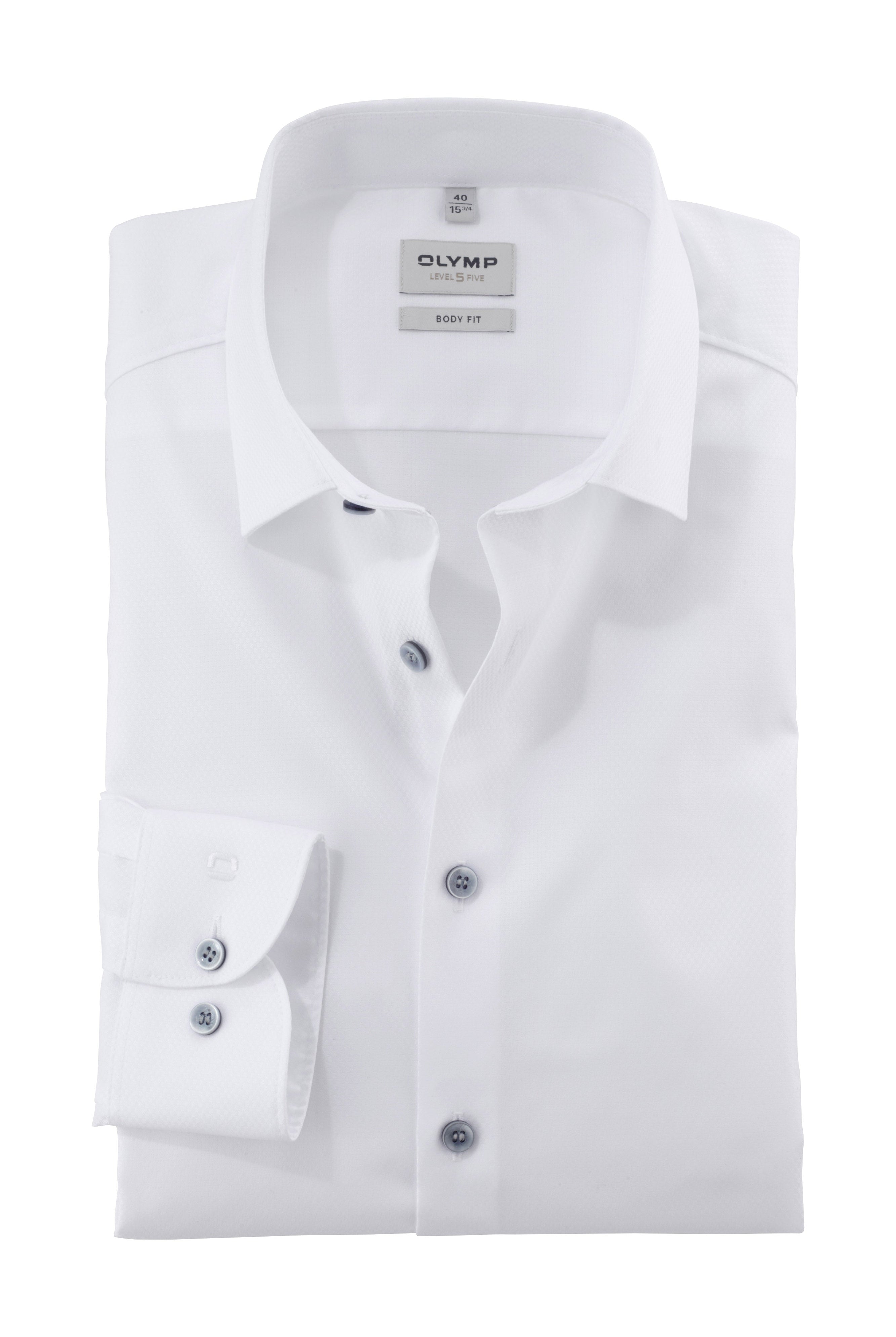 Olymp Level 5 Body Fit Plain Shirt - White