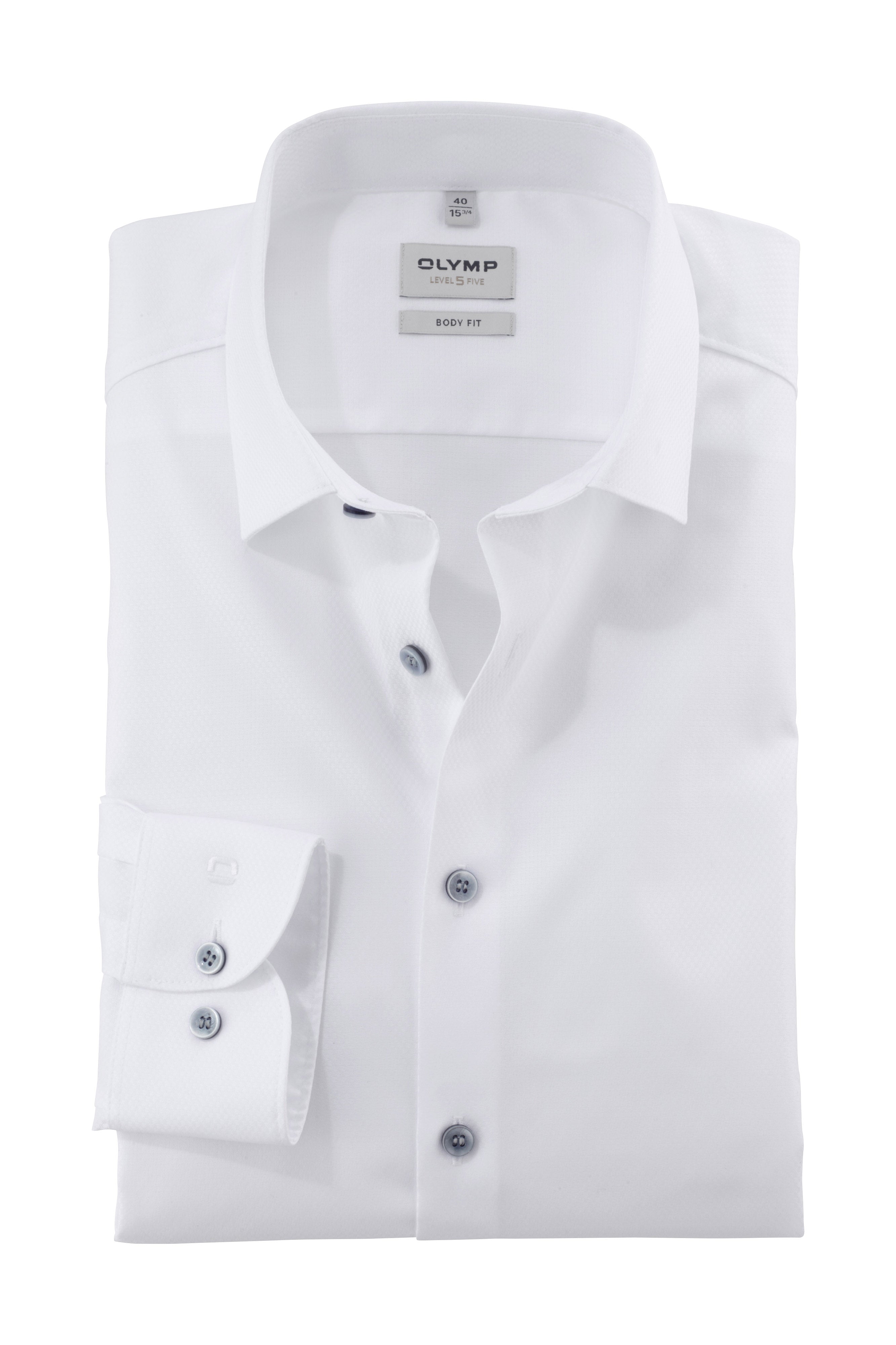 Olymp Level 5 Body Fit Plain Shirt - White
