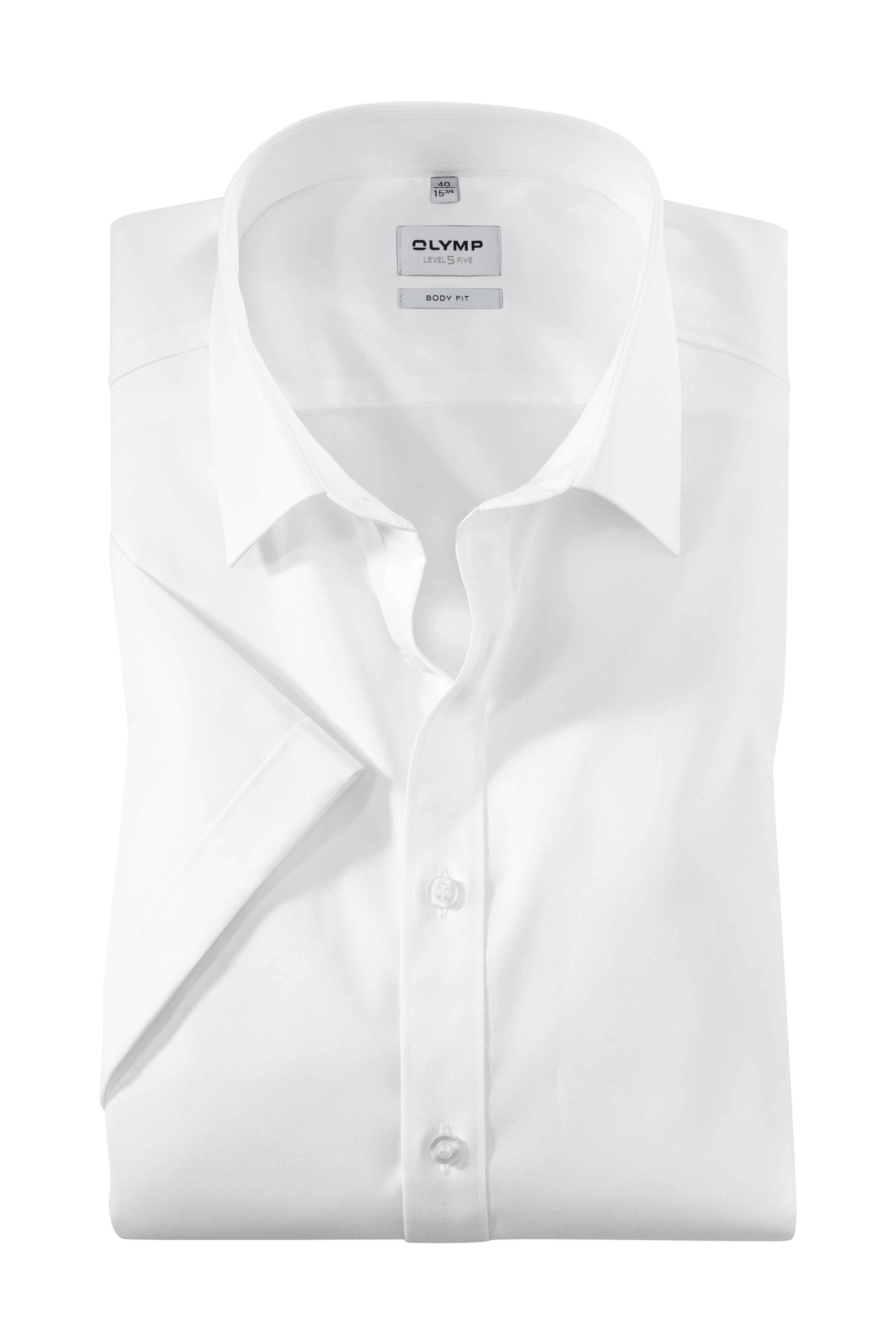 Olymp Level 5 Body Fit Plain Short Sleeve Shirt - White