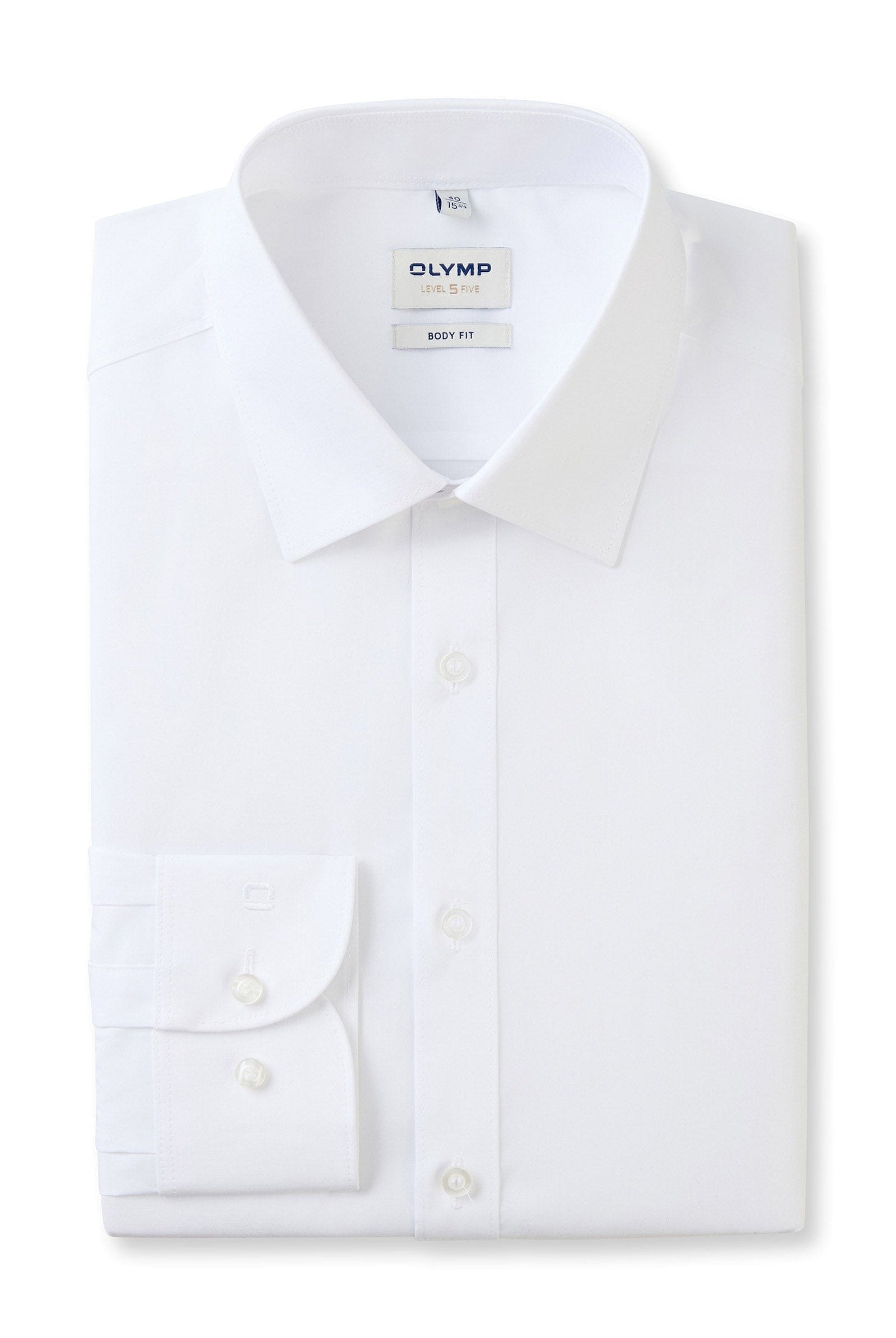 Olymp Level Five Body Fit Long Sleeve Shirt - White