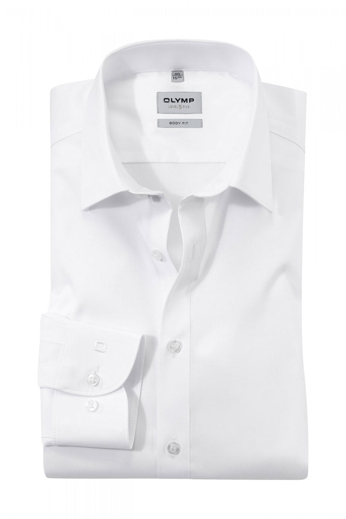 Olymp Level Five Body Fit Long Sleeve Shirt - White