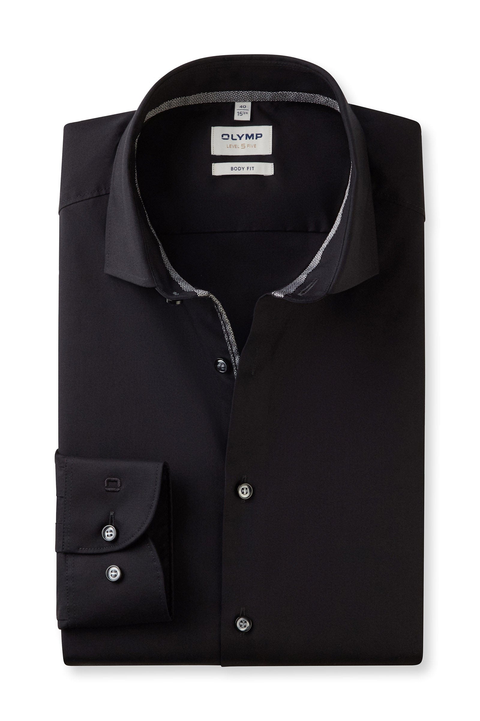 Olymp Level Five Body Fit Plain Shirt - Black