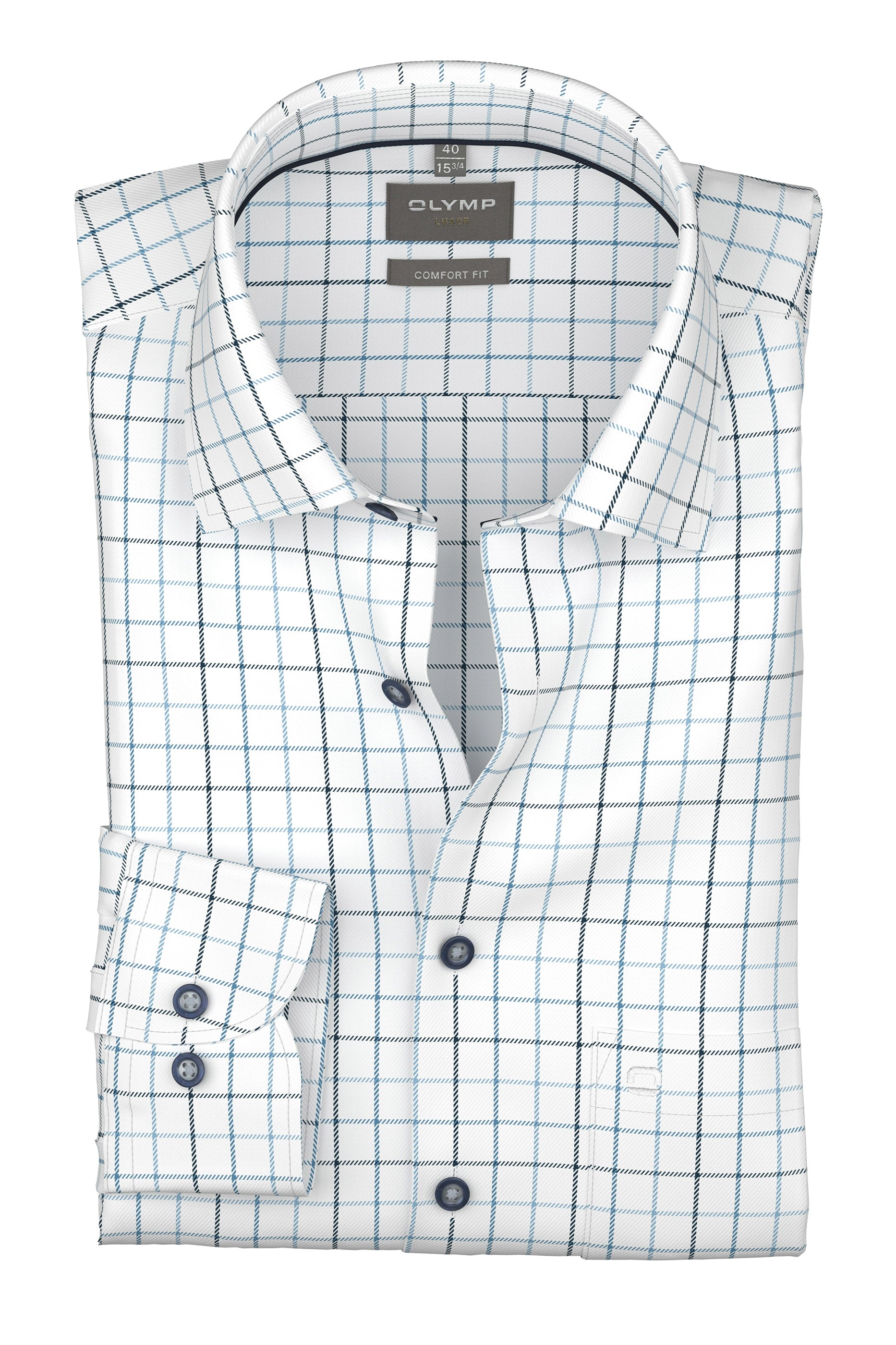 Olymp Luxor Comfort Fit Check Shirt - White/Blue