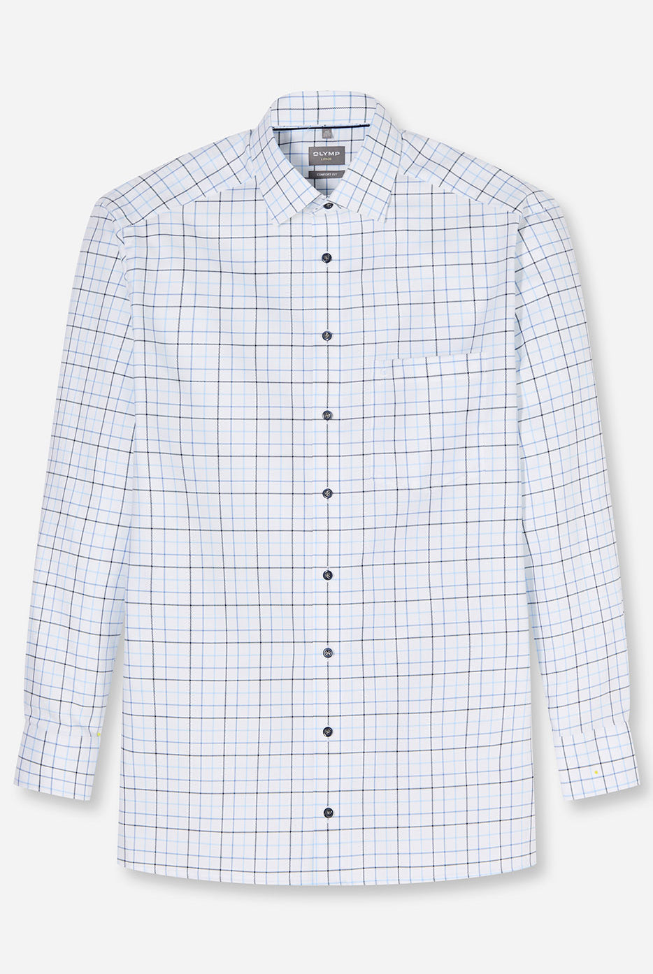 Olymp Luxor Comfort Fit Check Shirt - White/Blue