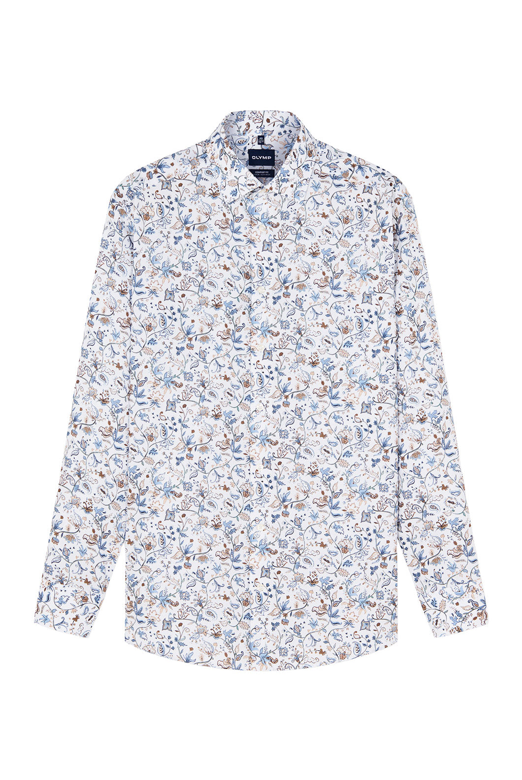Olymp Luxor Comfort Fit Floral Print Shirt - White