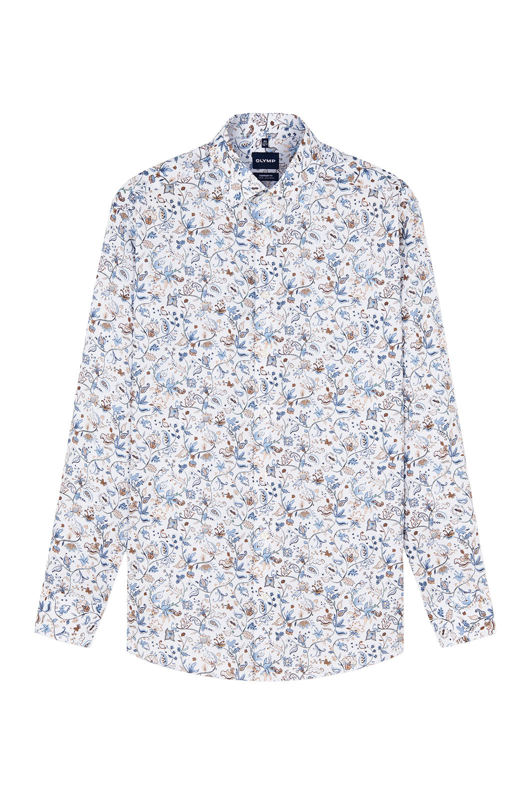 Olymp Luxor Comfort Fit Floral Print Shirt - White