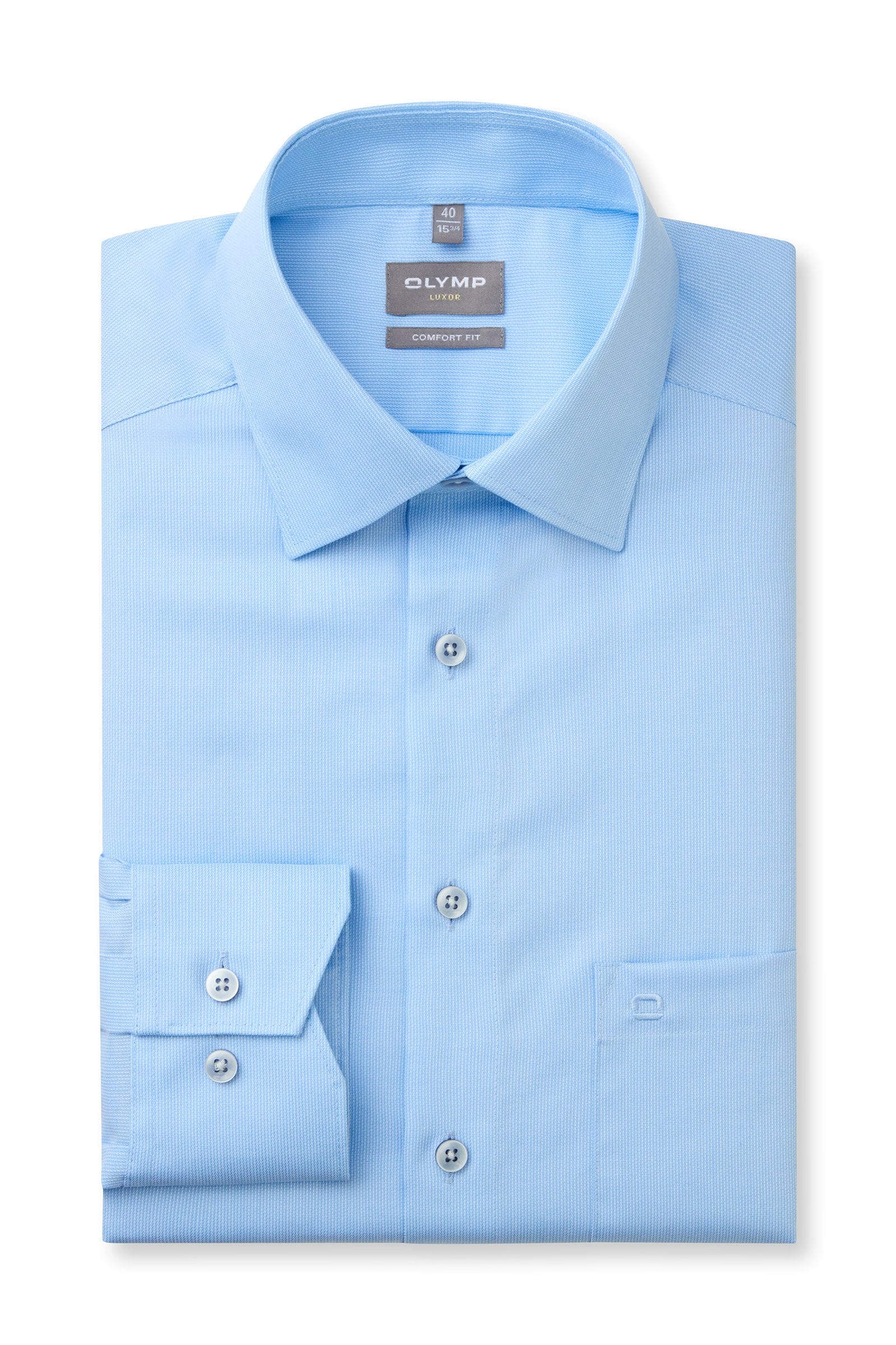 Olymp Luxor Comfort Fit Plain Shirt - Blue