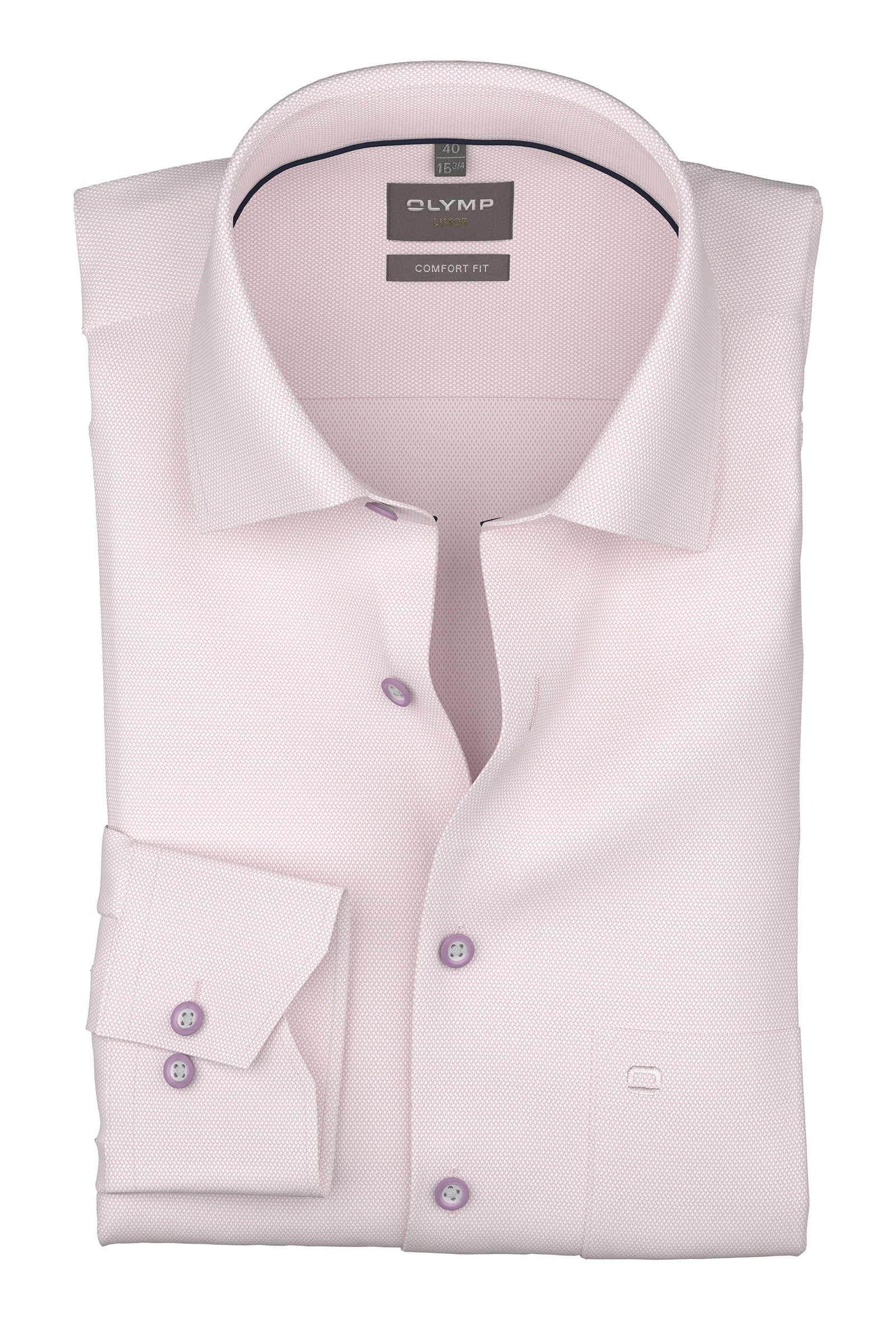 Olymp Luxor Comfort Fit Plain Shirt - Pink