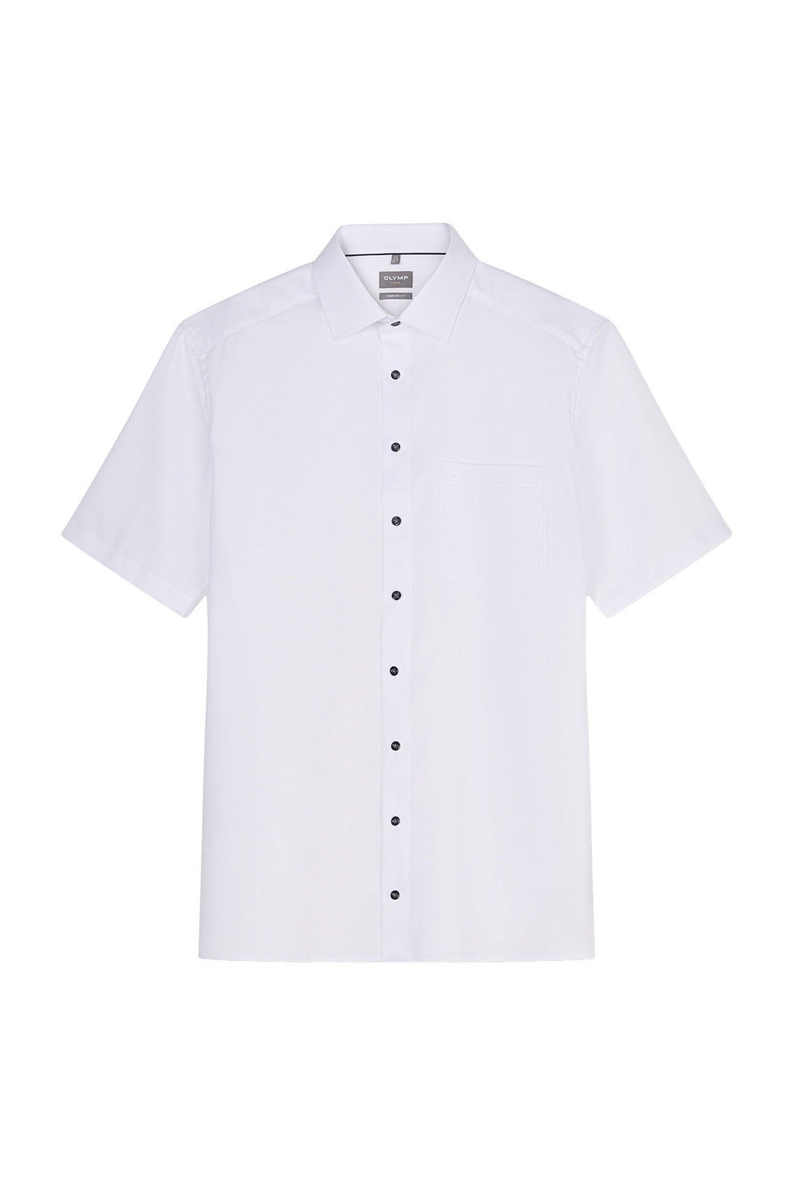 Olymp Luxor Comfort Fit Plain Short Sleeve Shirt - White