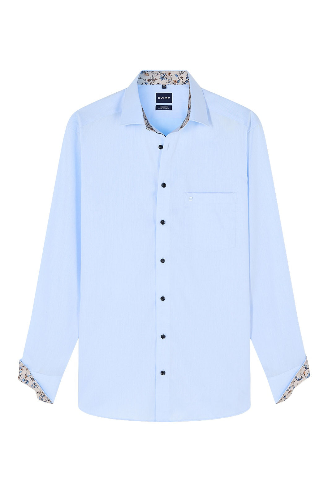 Olymp Luxor Comfort Fit Plain Twill Shirt - Light Blue