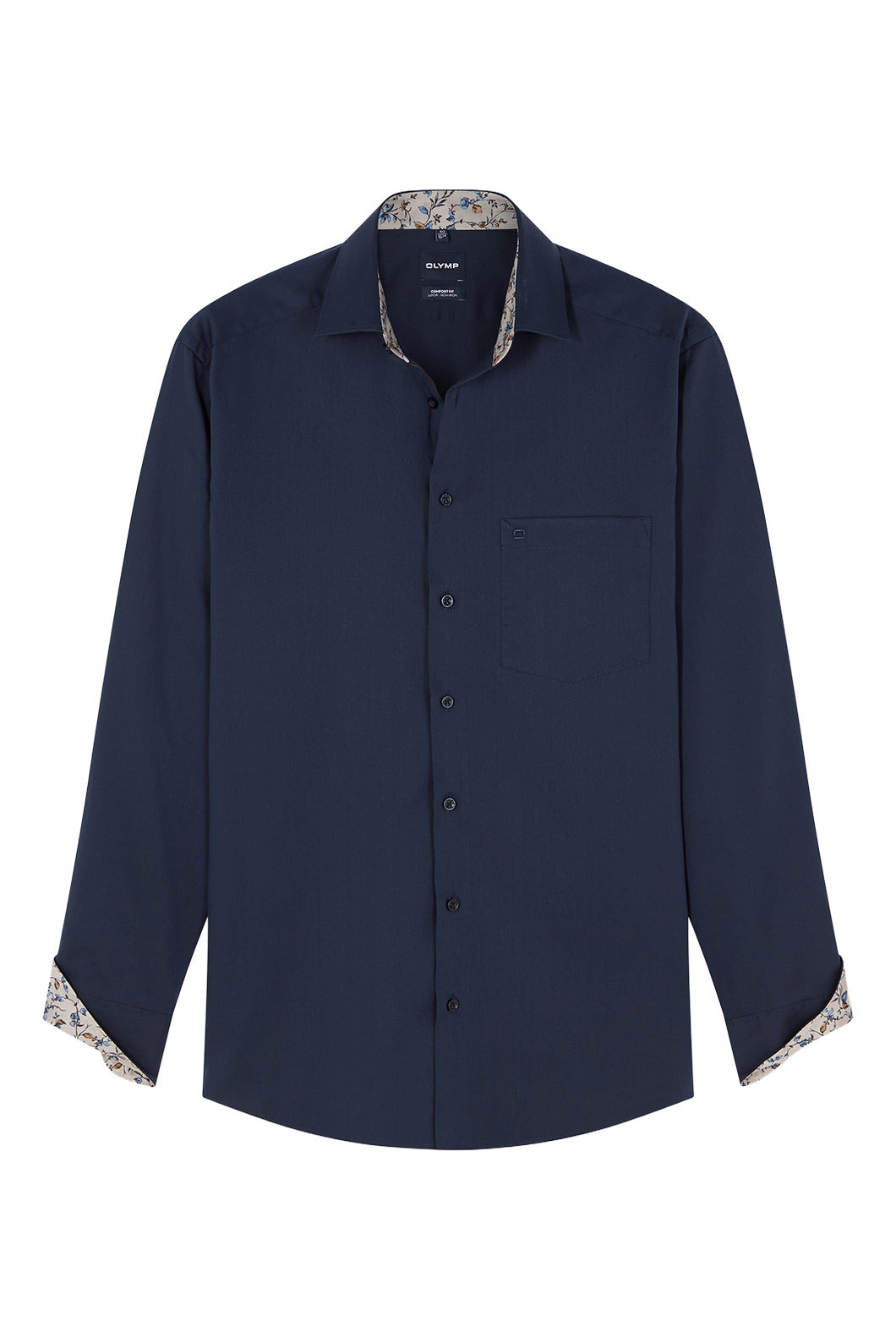 Olymp Luxor Comfort Fit Plain Twill Shirt - Navy