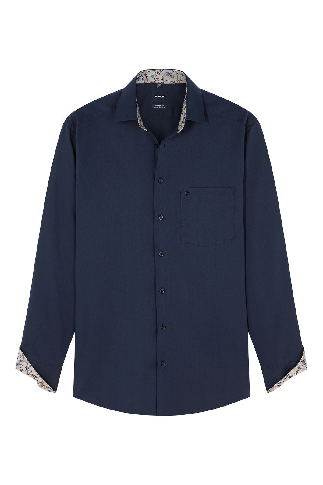 Olymp Luxor Comfort Fit Plain Twill Shirt - Navy