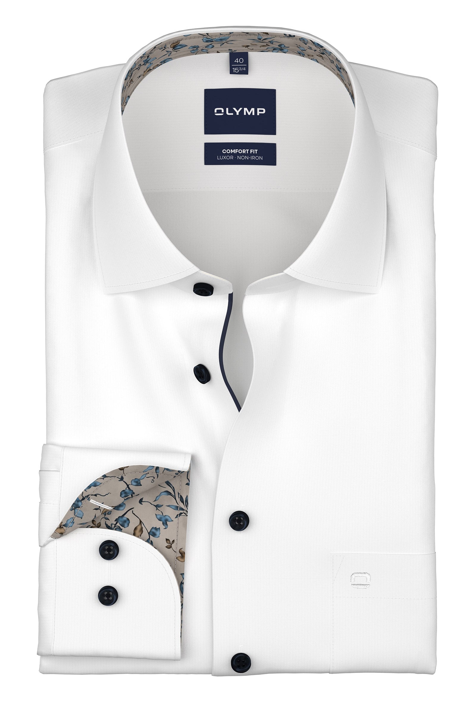 Olymp Luxor Comfort Fit Plain Twill Shirt - White