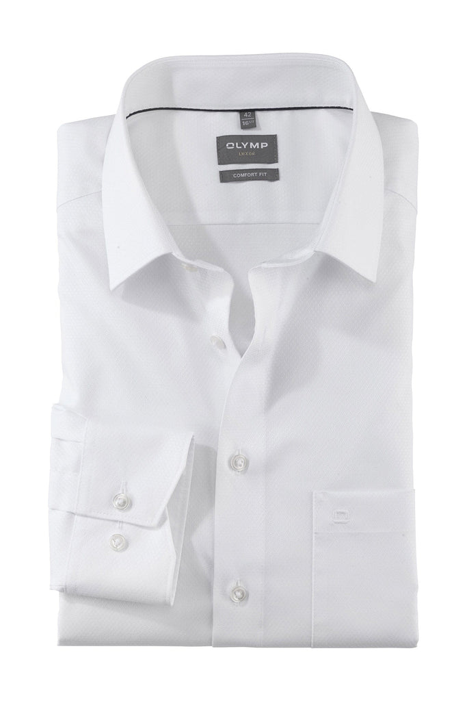 Olymp Luxor Comfort Fit Self Pattern Shirt - White