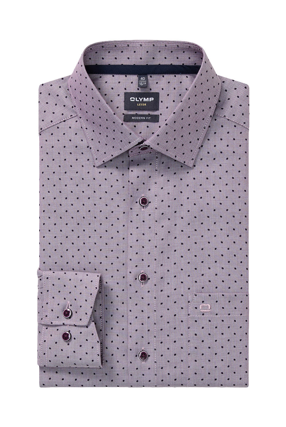 Olymp Luxor Modern Fit Dobby Long Sleeve Shirt - Mauve
