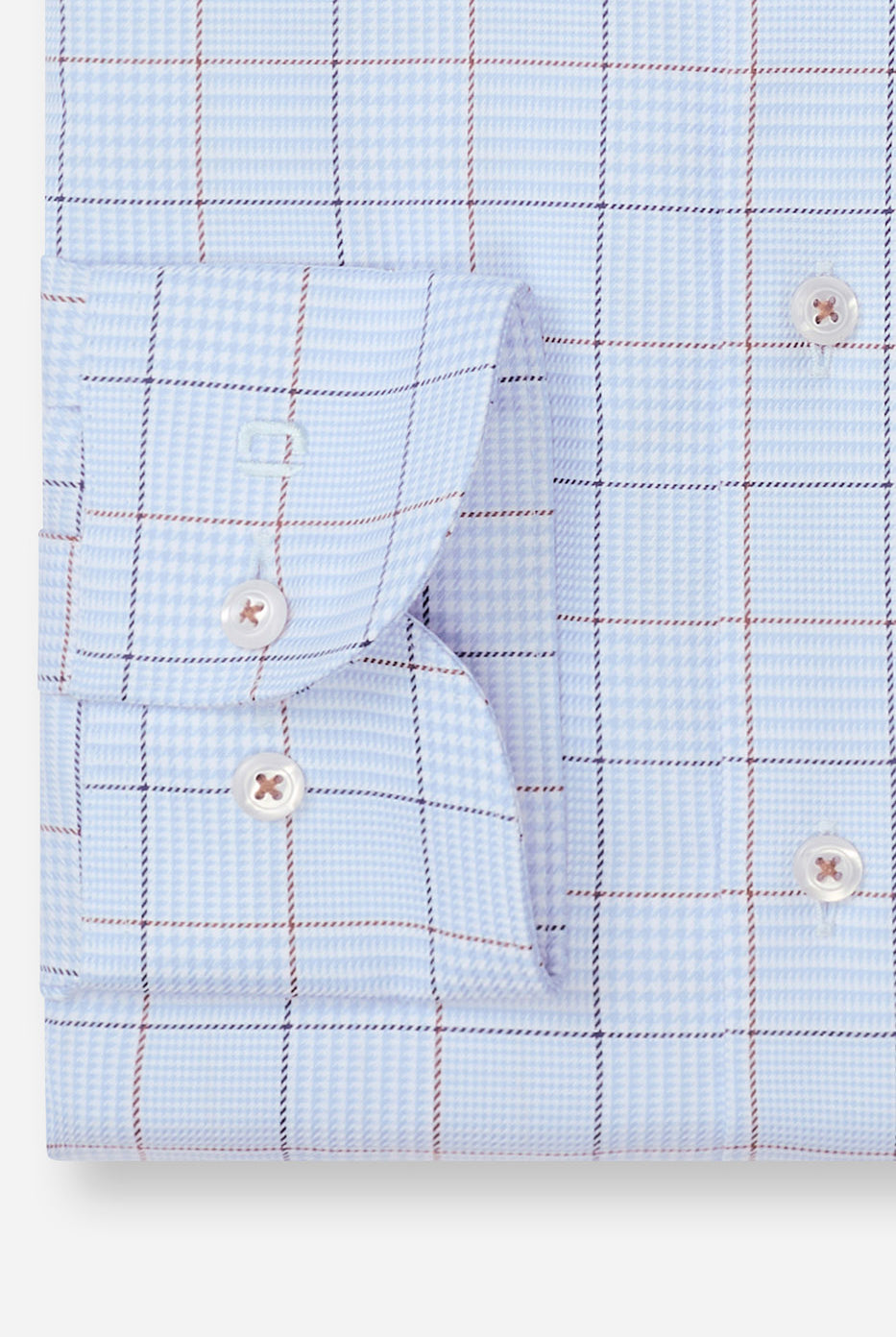 Olymp Luxor Modern Fit Extra Long Sleeve Check Shirt - Light Blue