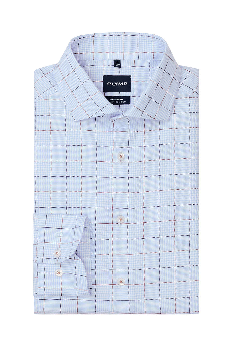 Olymp Luxor Modern Fit Extra Long Sleeve Check Shirt - Light Blue